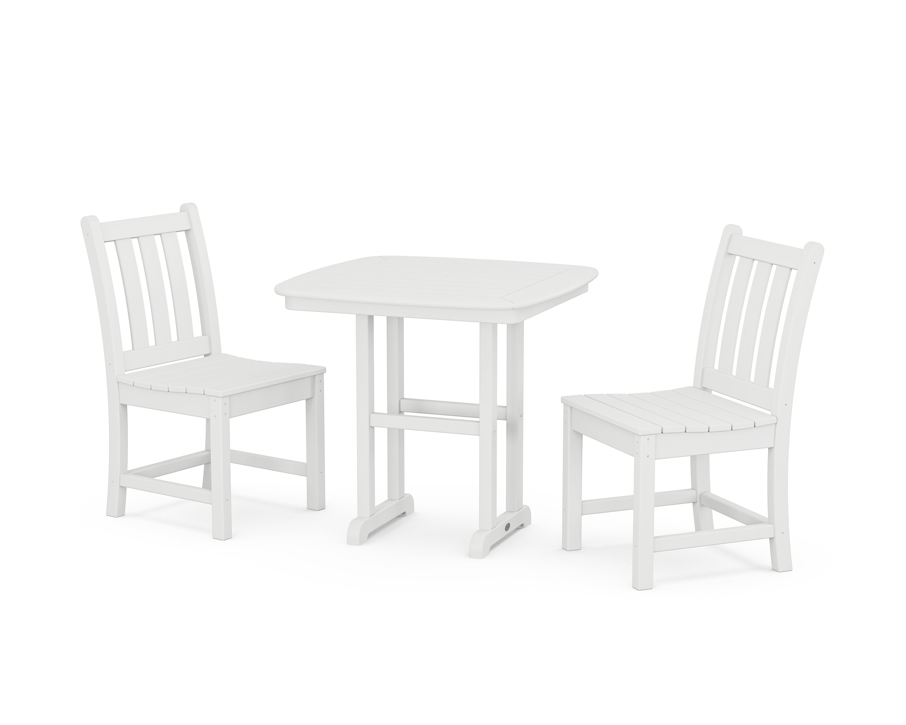 POLYWOOD Traditional Garden Side Chair 3-Piece Dining Set in White