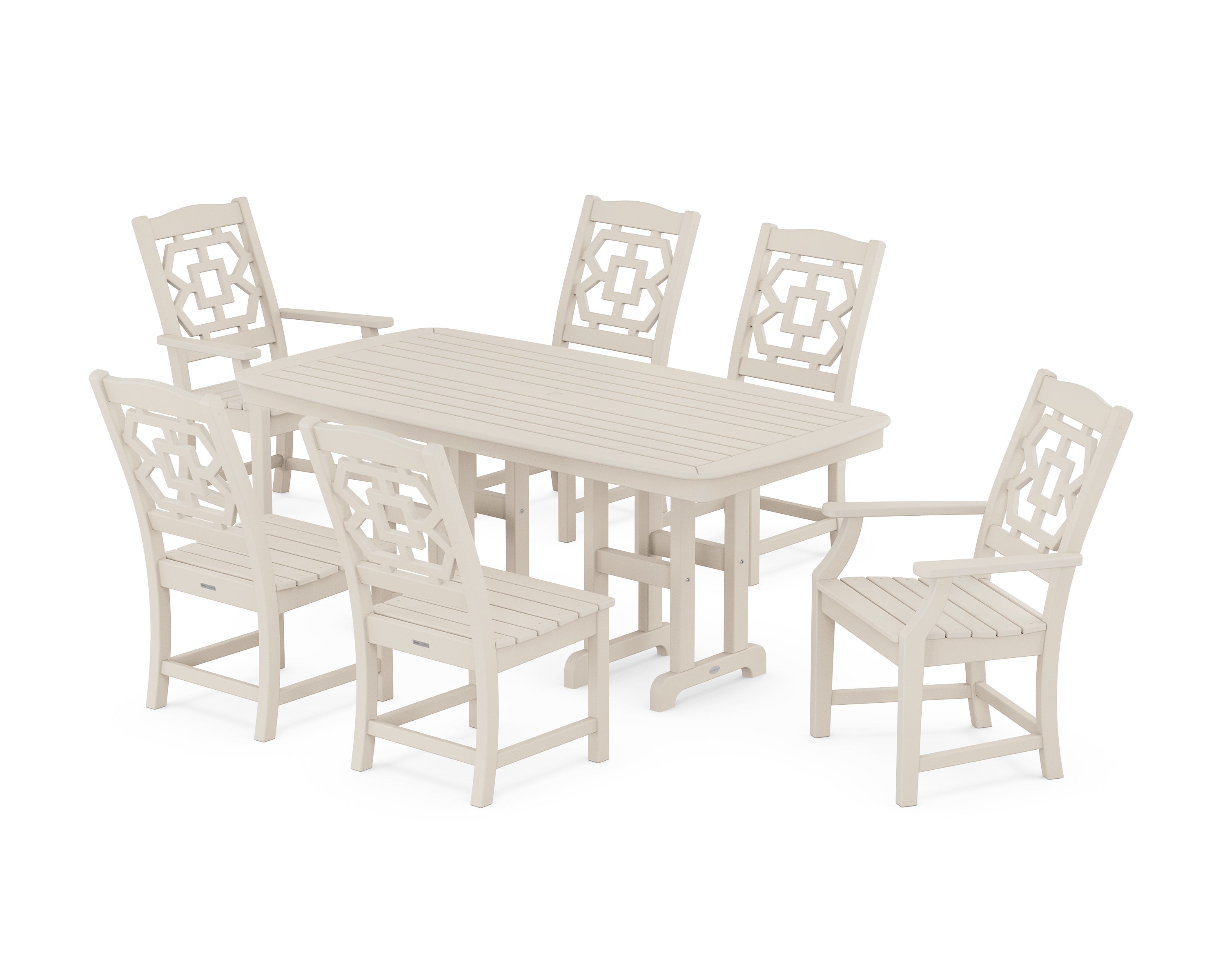 Martha Stewart by POLYWOOD® Chinoiserie 7-Piece Dining Set in Sand