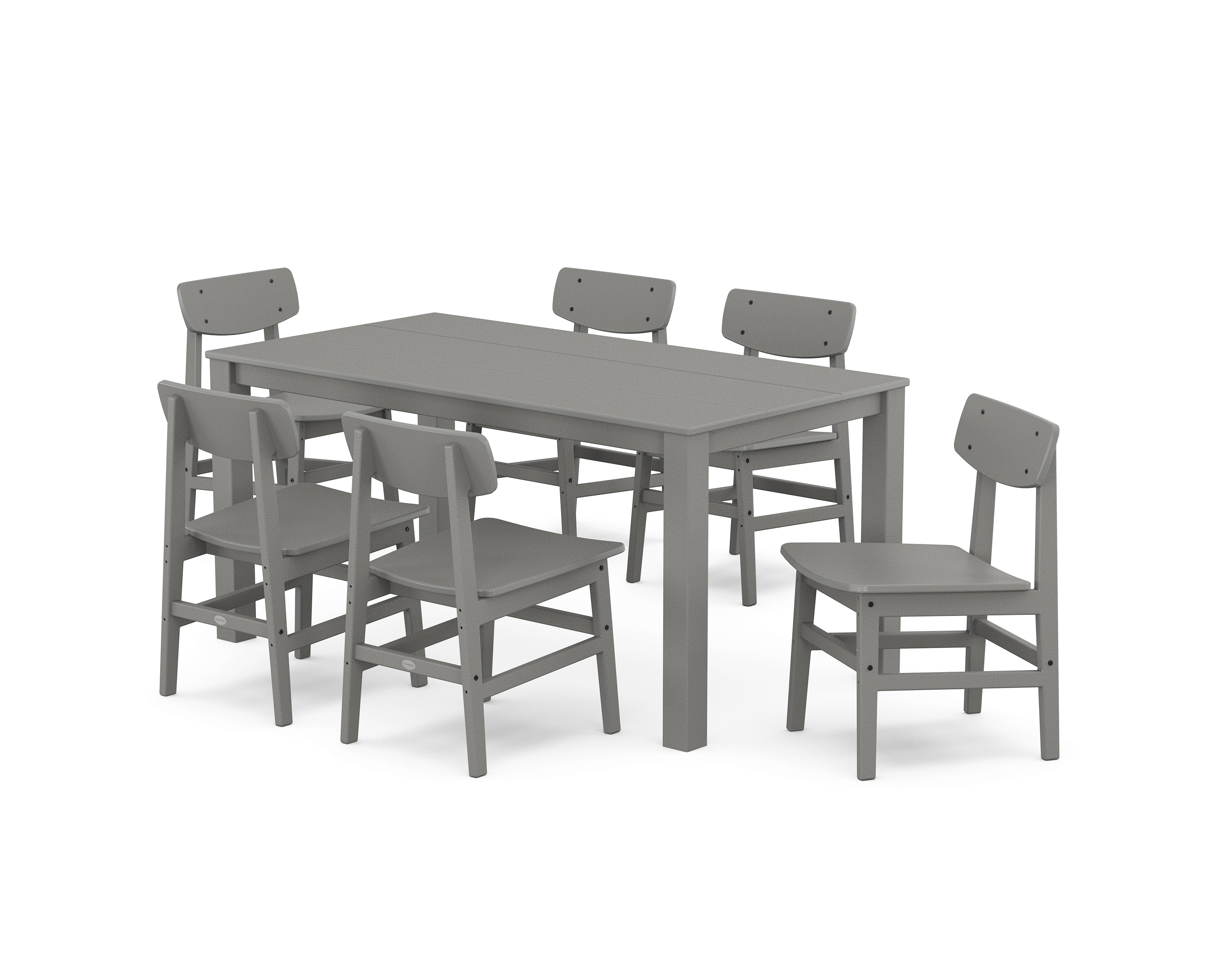 POLYWOOD Modern Studio Urban Chair 7-Piece Parsons Table Dining Set in Slate Grey