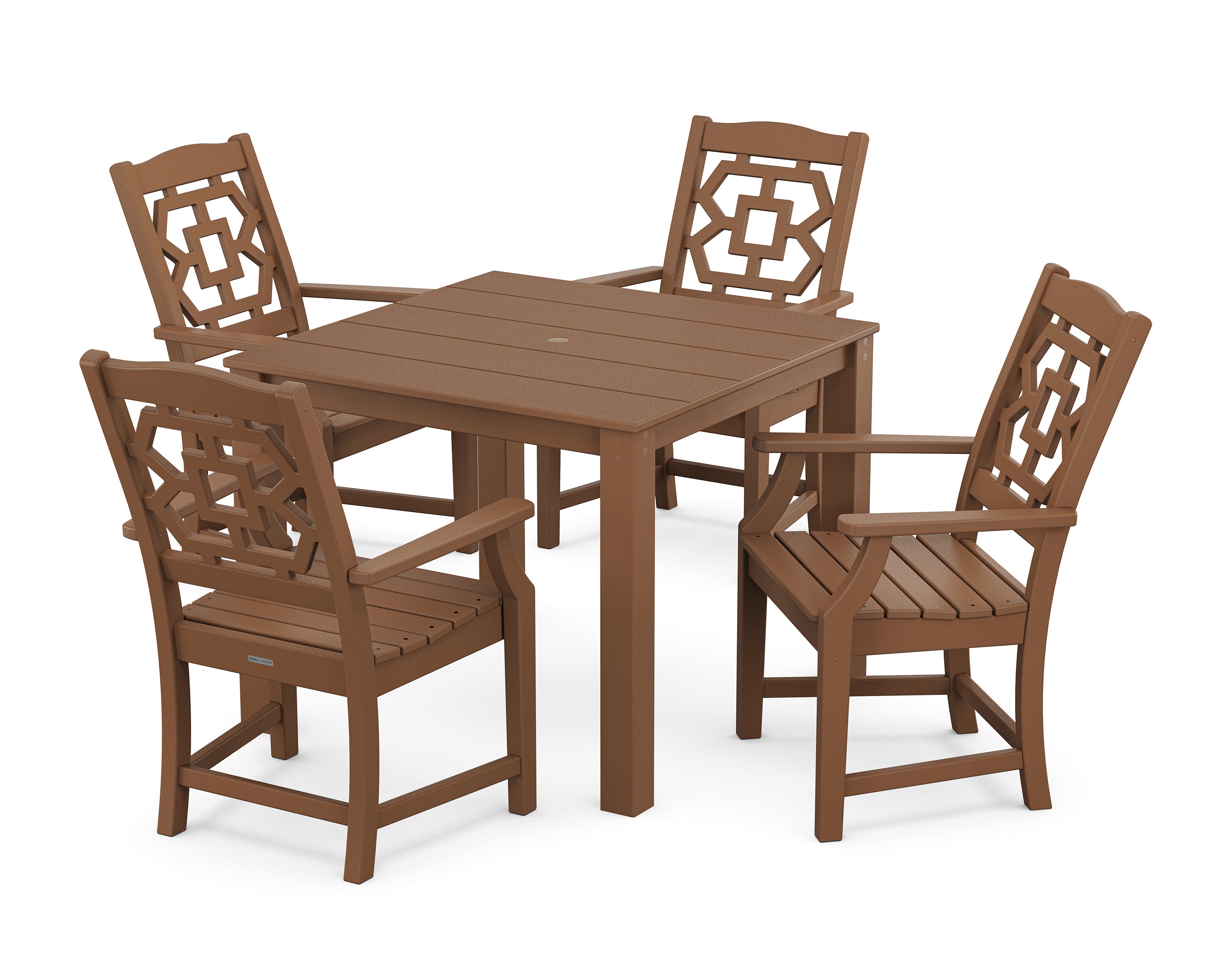 Martha Stewart by POLYWOOD Chinoiserie 5-Piece Parsons Dining Set in Teak