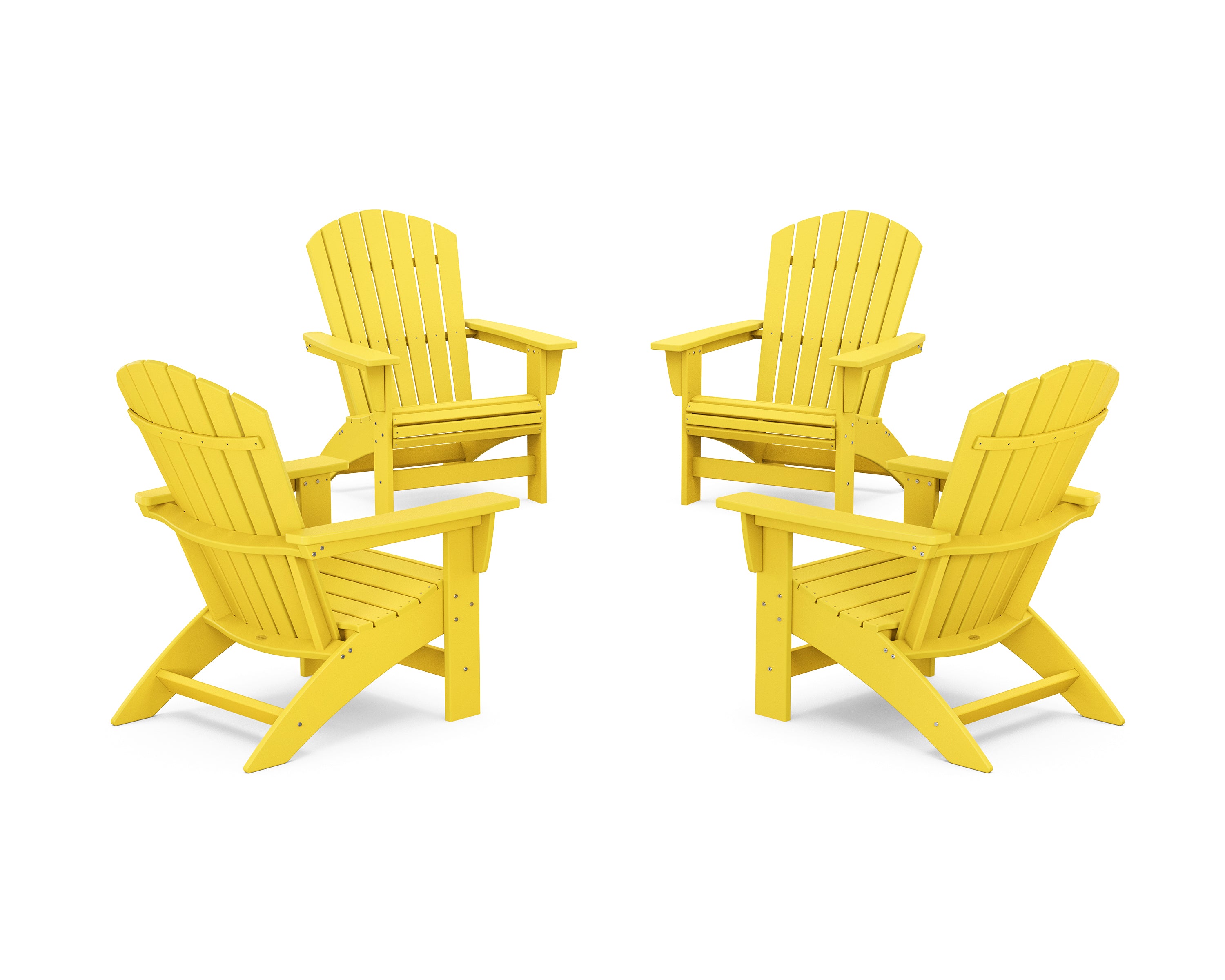 POLYWOOD 4-Piece Nautical Grand Adirondack Chair Conversation Set in Lemon