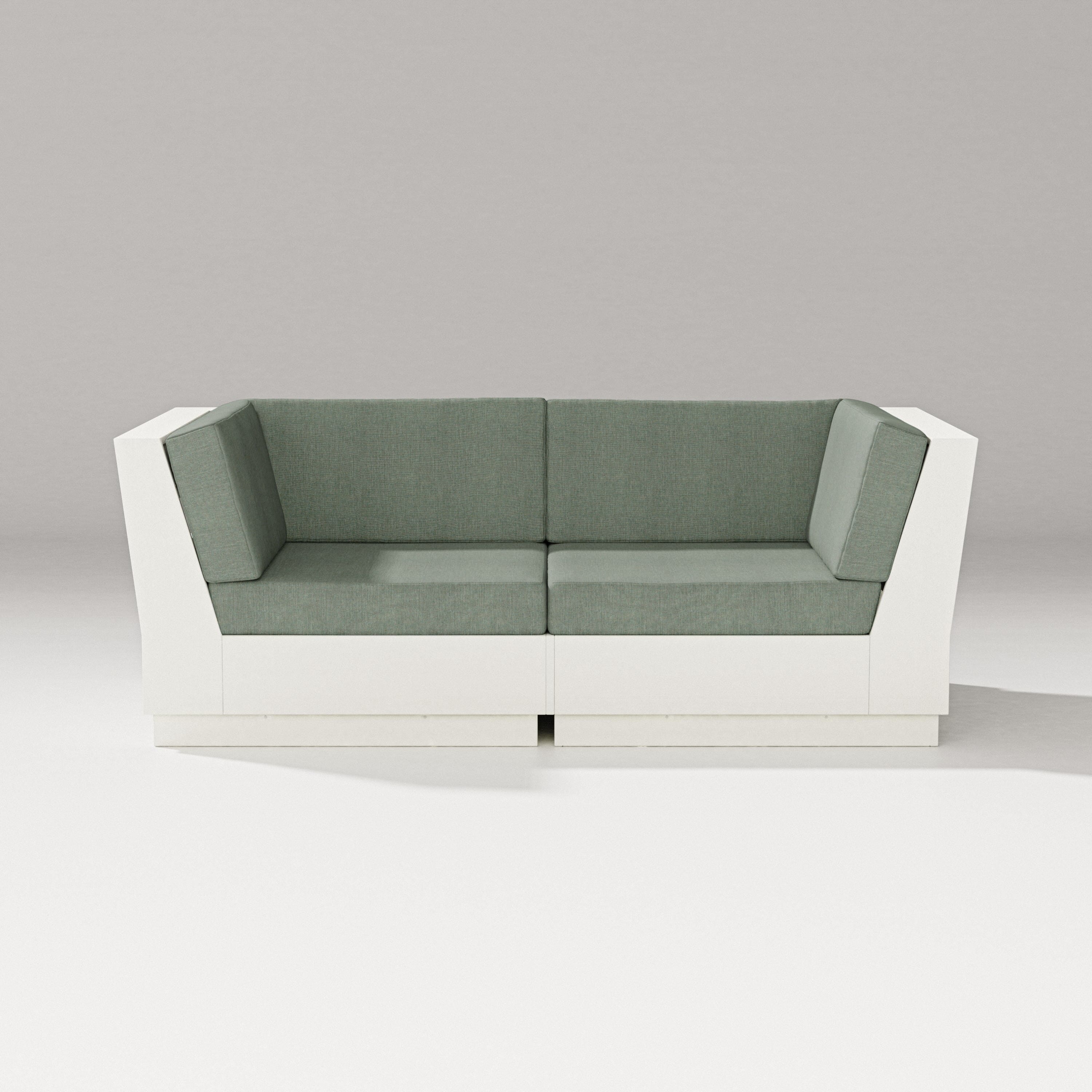 PW Designer Series Elevate Loveseat Sectional in Vintage White / Cast Sage