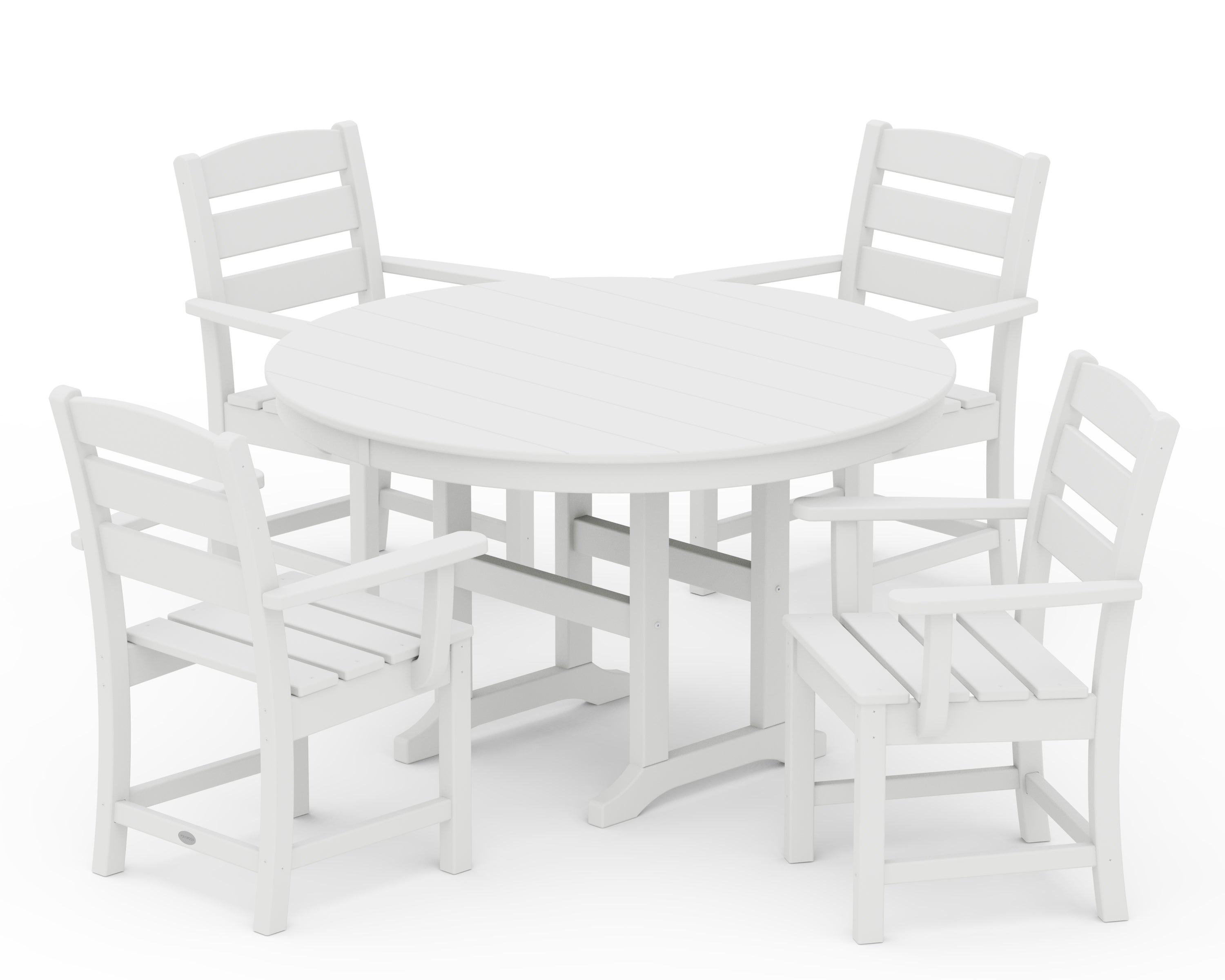 POLYWOOD Lakeside 5-Piece Round Farmhouse Dining Set in White