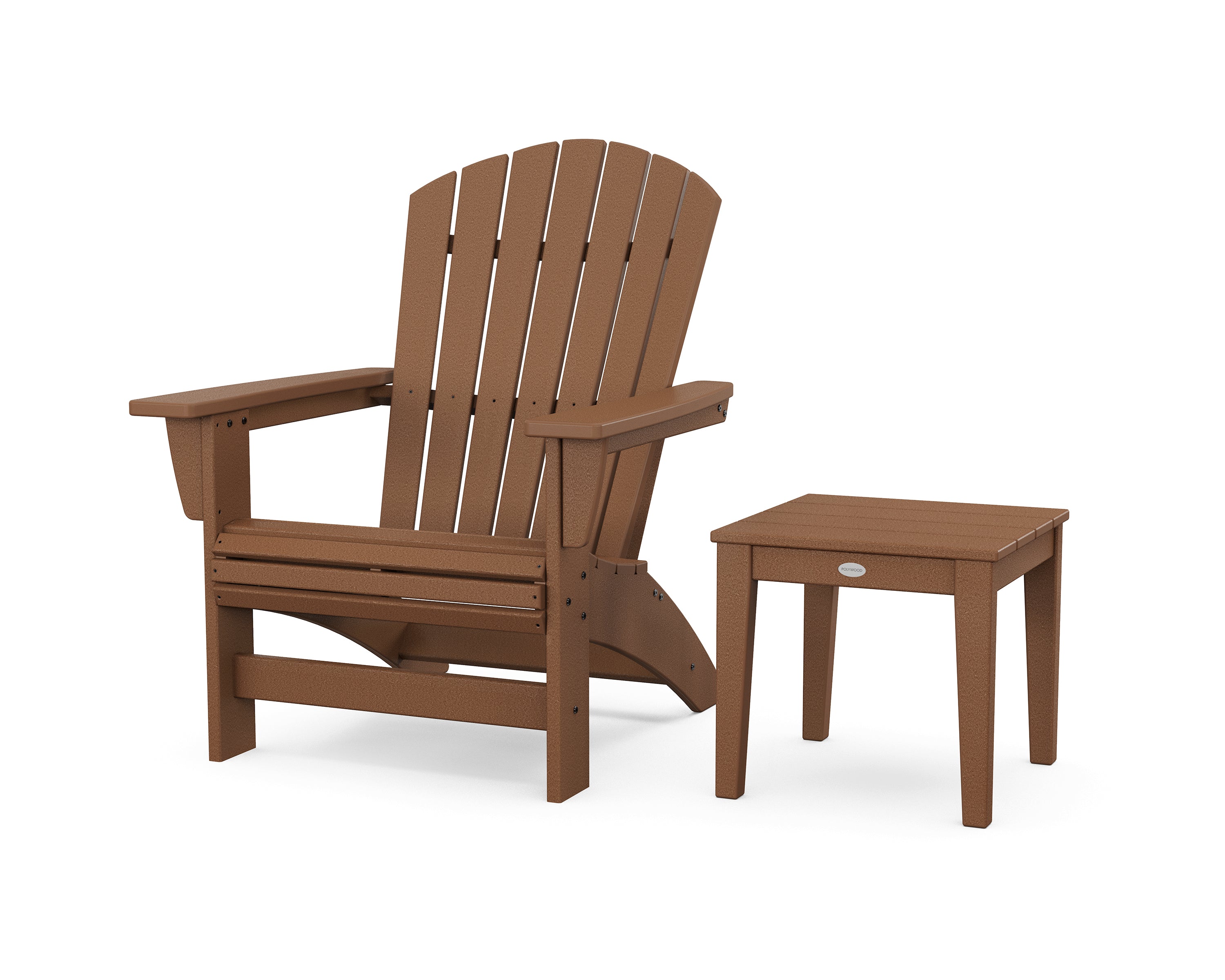 POLYWOOD Nautical Grand Adirondack Chair with Side Table in Teak