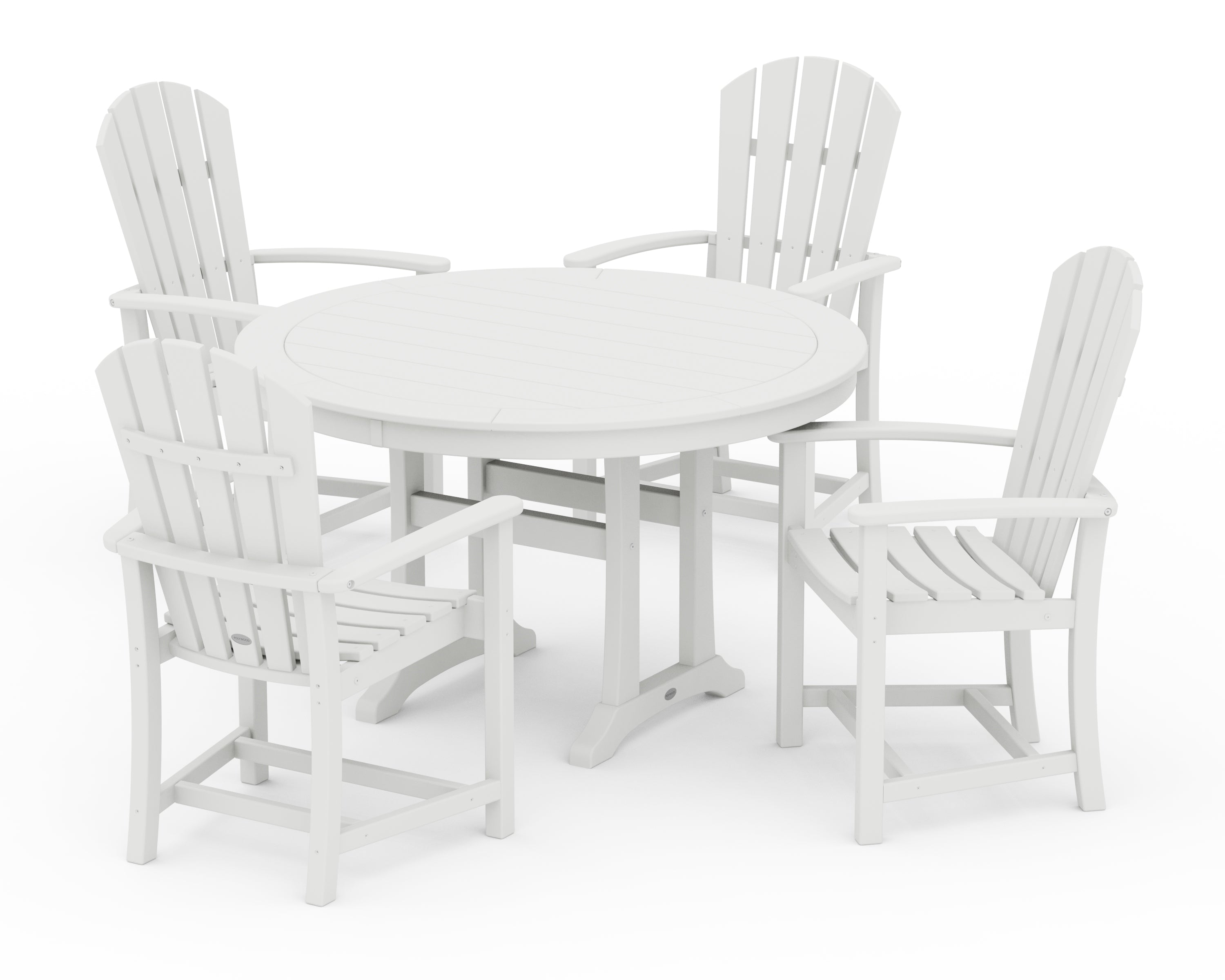 POLYWOOD Palm Coast 5-Piece Round Dining Set in White