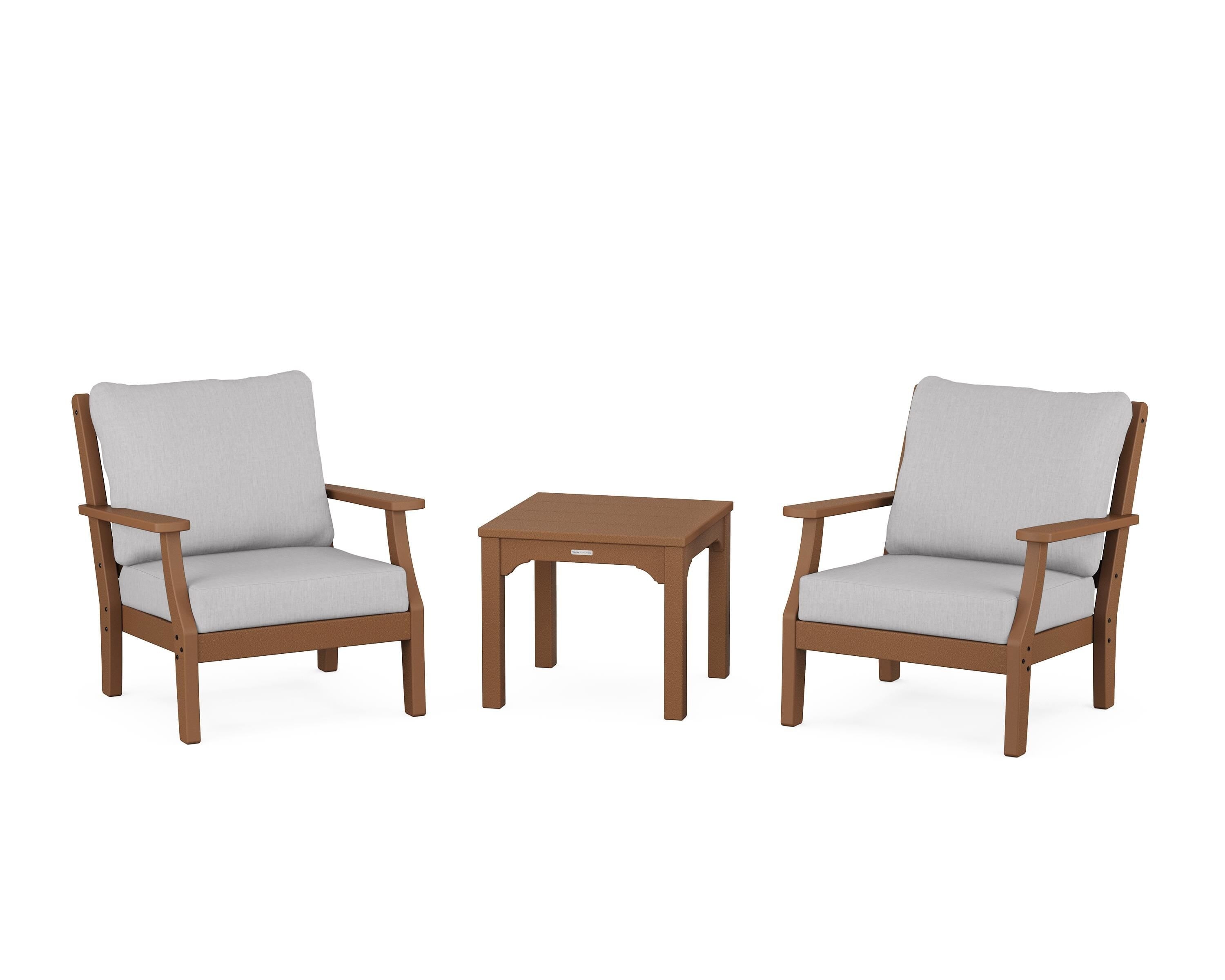 Martha Stewart by POLYWOOD Chinoiserie 3-Piece Deep Seating Set in Teak / Granite