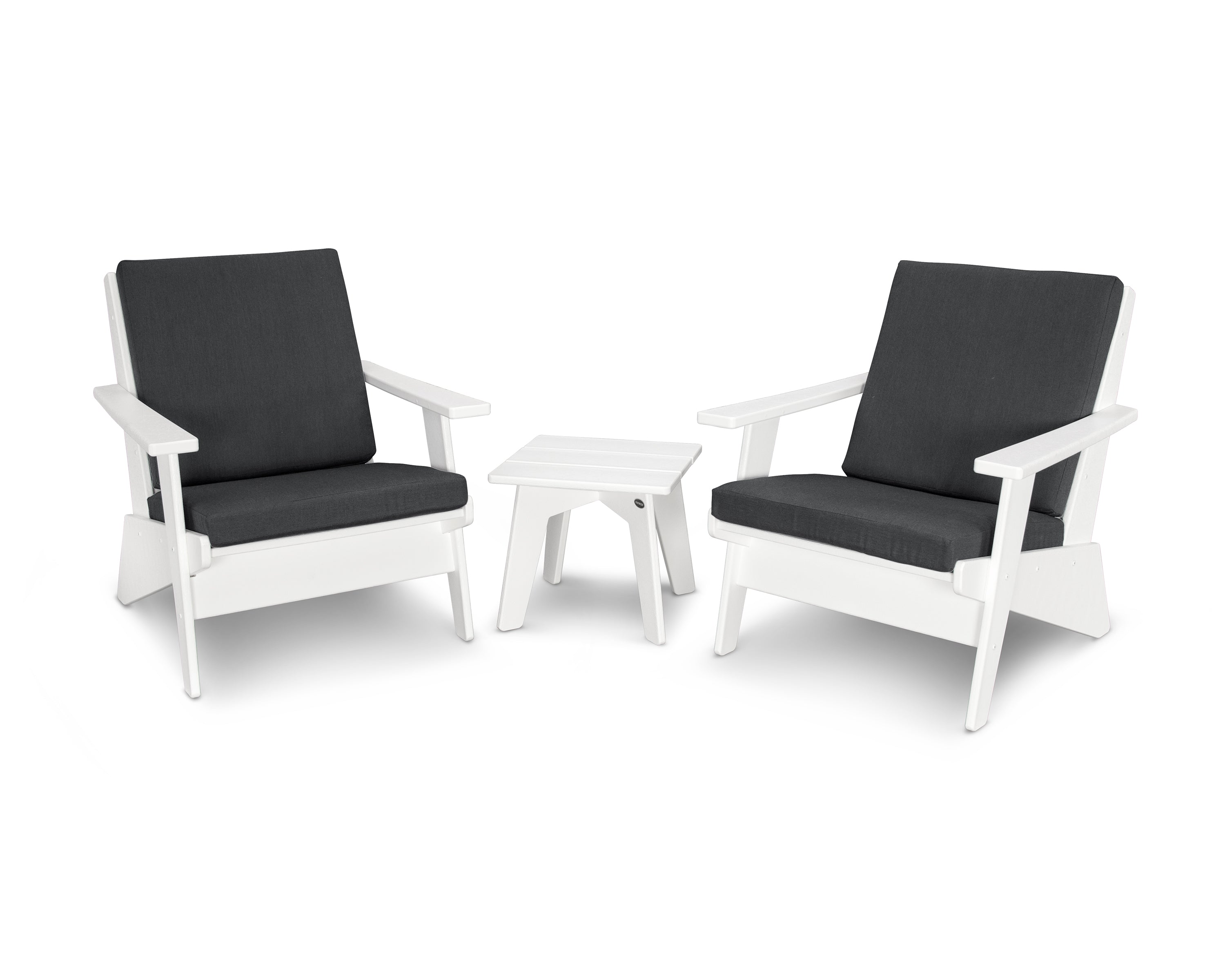 POLYWOOD Riviera Modern Lounge 3-Piece Set in White / Spectrum Carbon