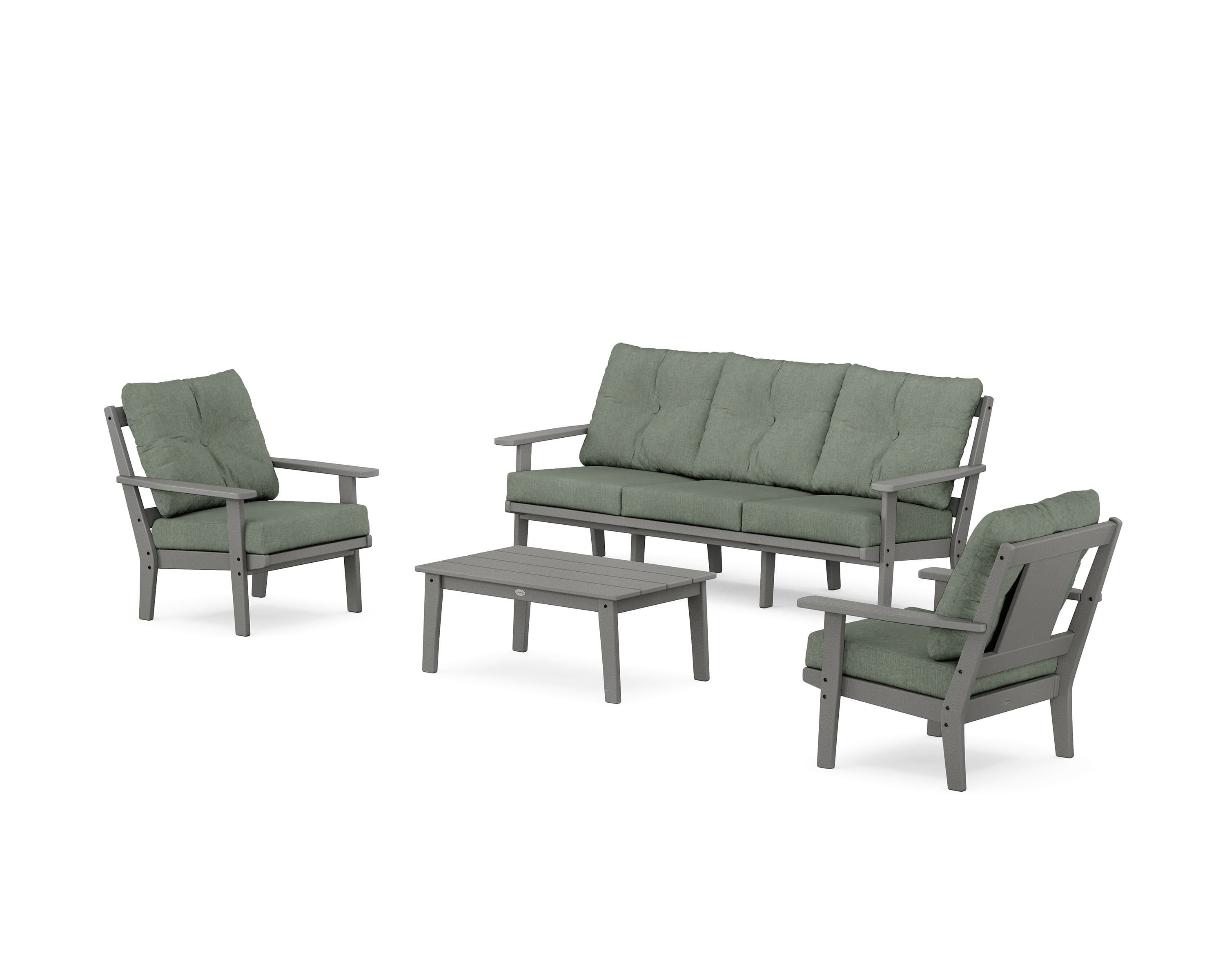 POLYWOOD Prairie 4-Piece Deep Seating Set with Sofa in Slate Grey / Cast Sage