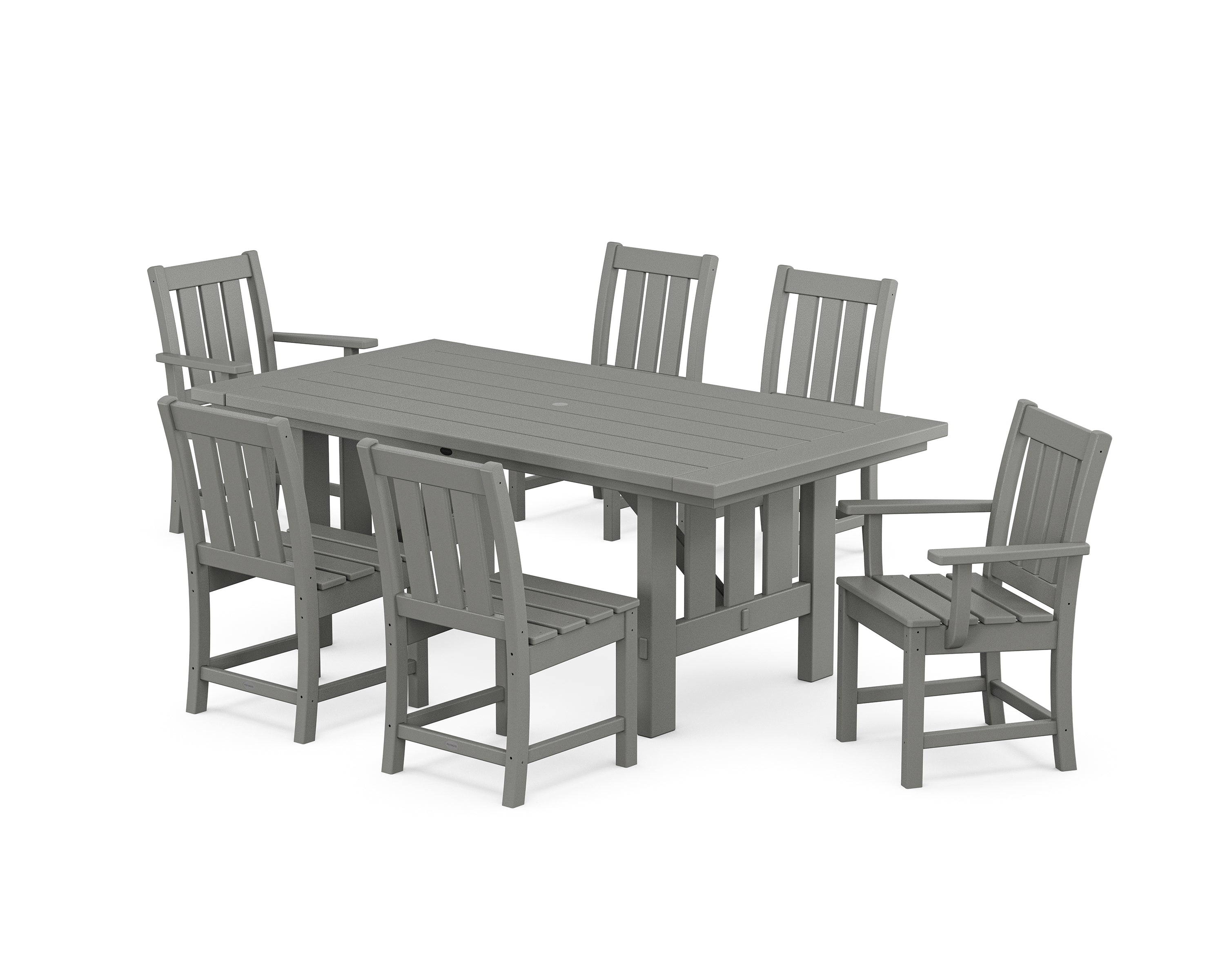 POLYWOOD Oxford 7-Piece Dining Set with Mission Table in Slate Grey