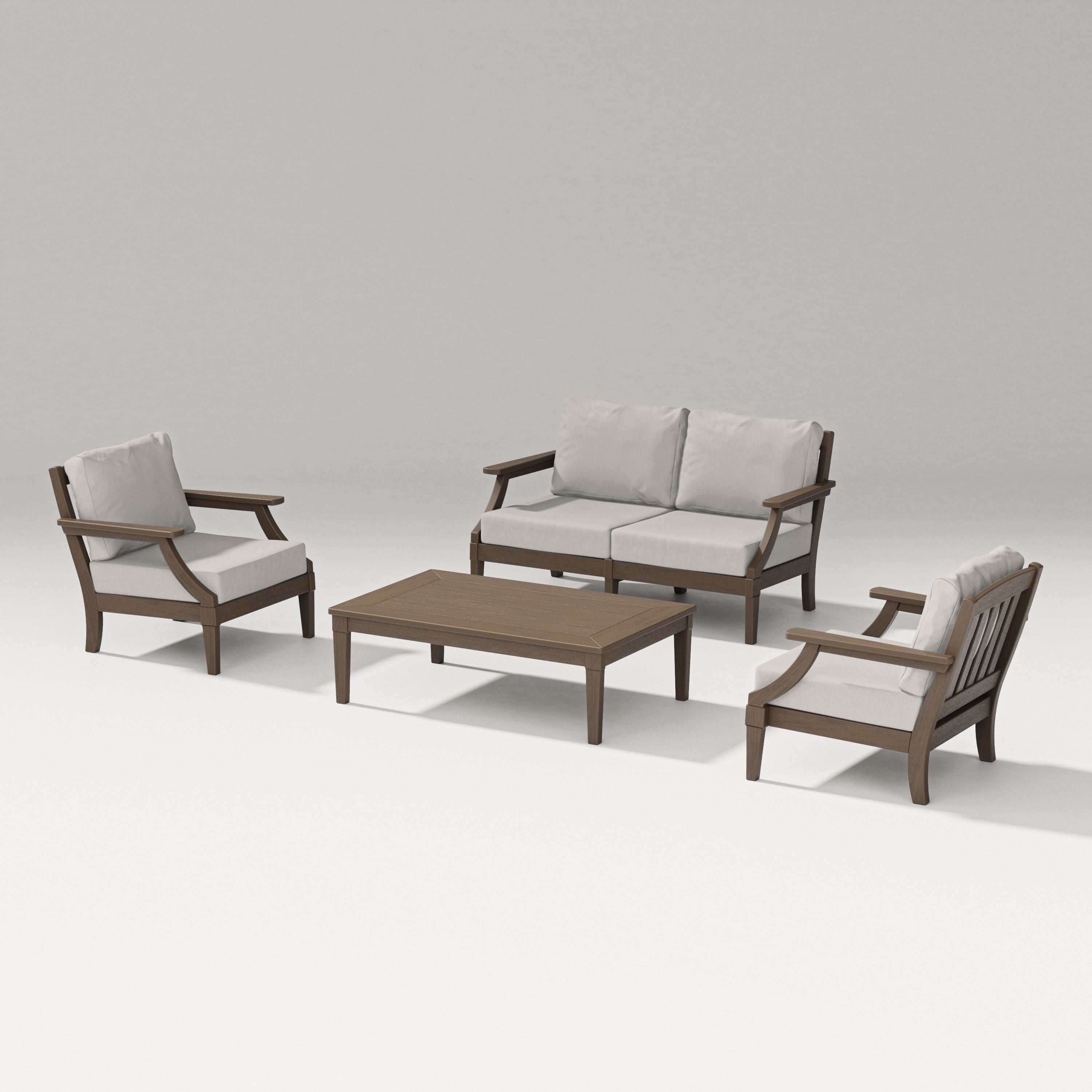 PW Designer Series Estate Lounge 4-Piece Loveseat Set in Kona / Cast Ash