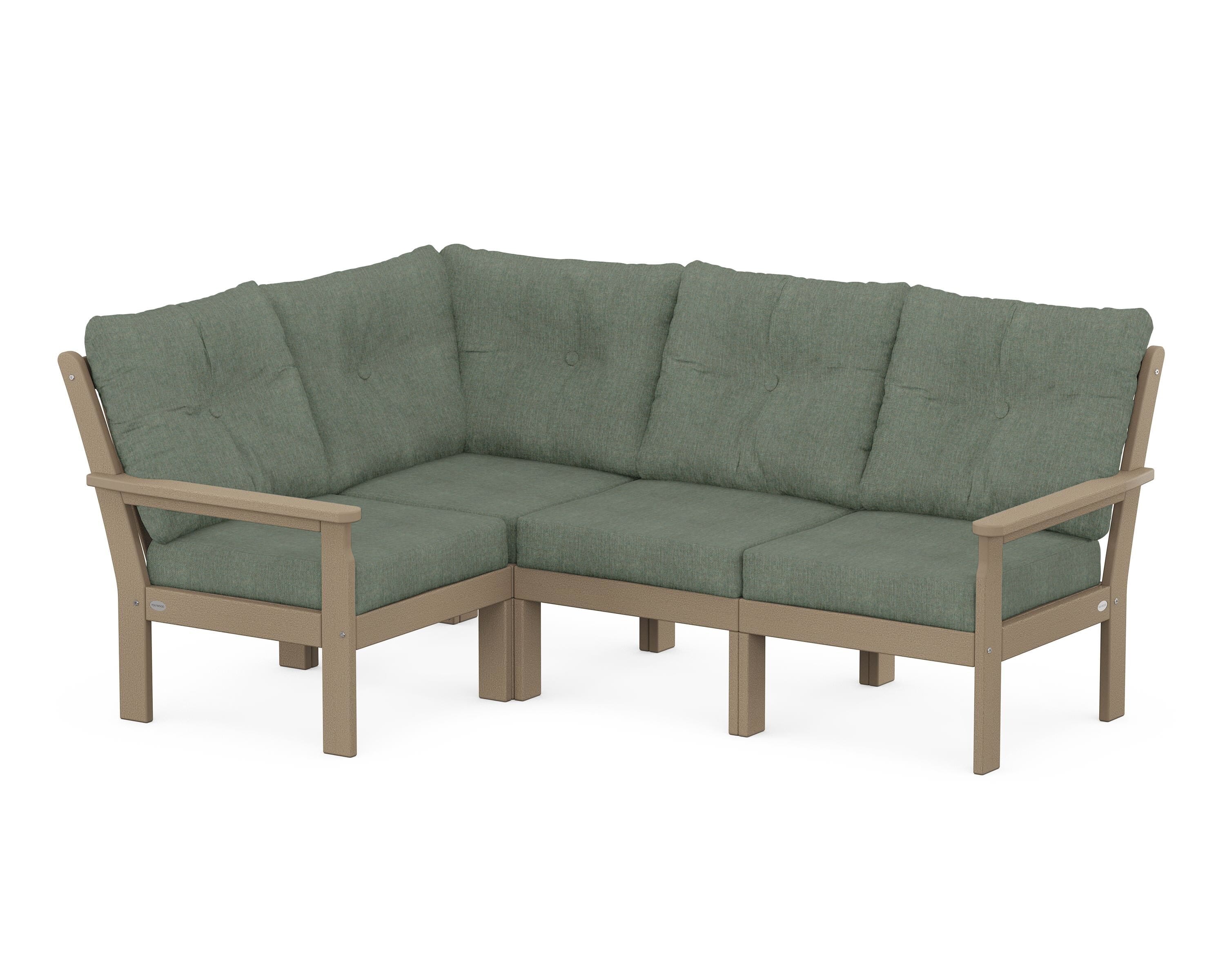 POLYWOOD Vineyard 4-Piece Sectional in Vintage Sahara / Cast Sage