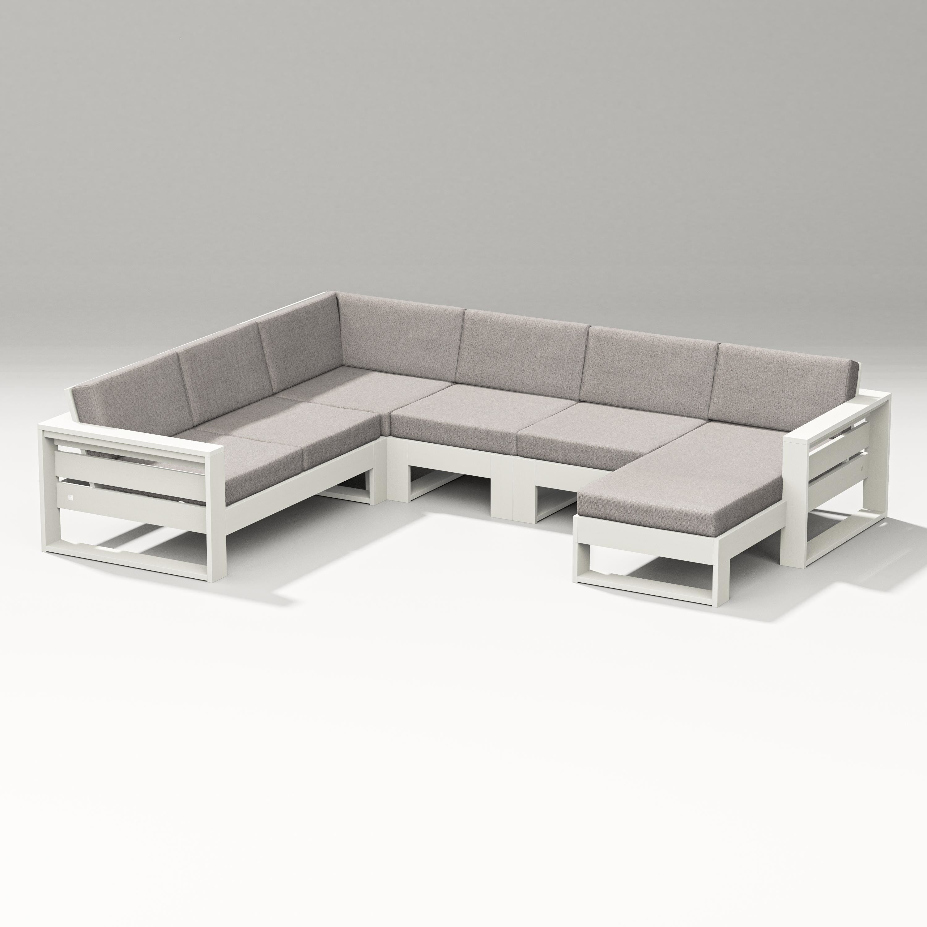 PW Designer Series Latitude Corner Sectional with Right Chaise in Vintage White / Weathered Tweed