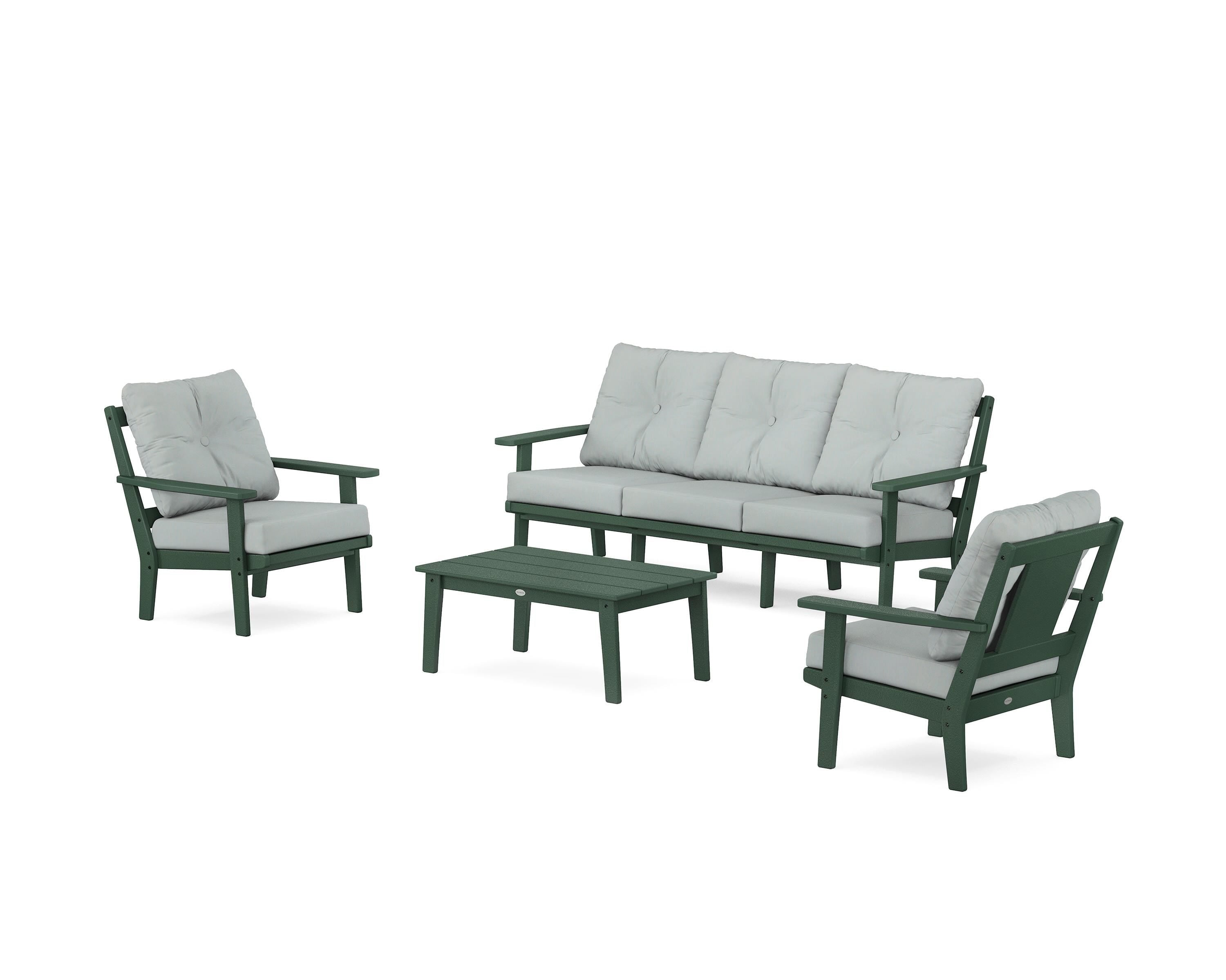 POLYWOOD Prairie 4-Piece Deep Seating Set with Sofa in Green / Spa