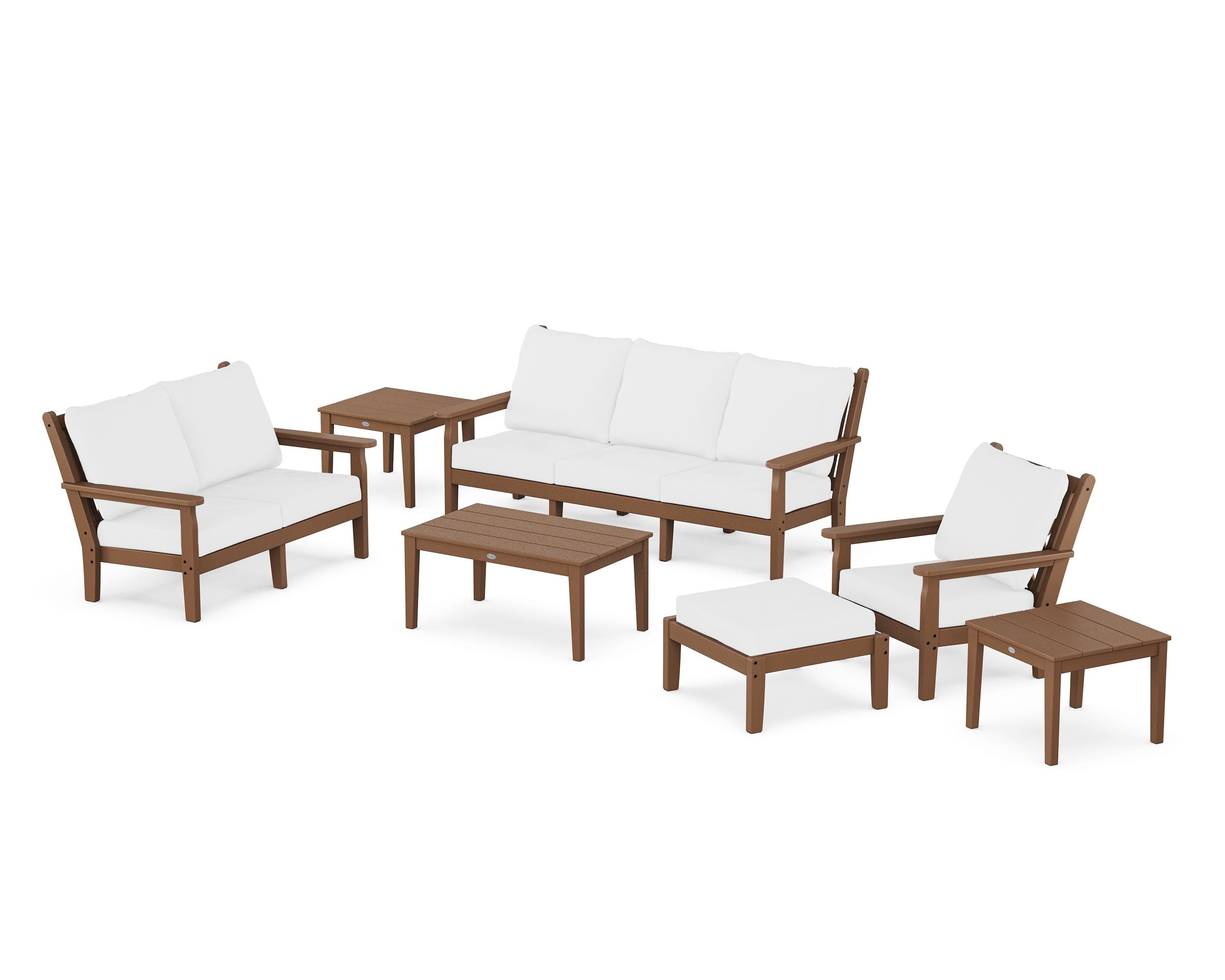POLYWOOD Chippendale 7-Piece Deep Seating Set in Teak / Natural