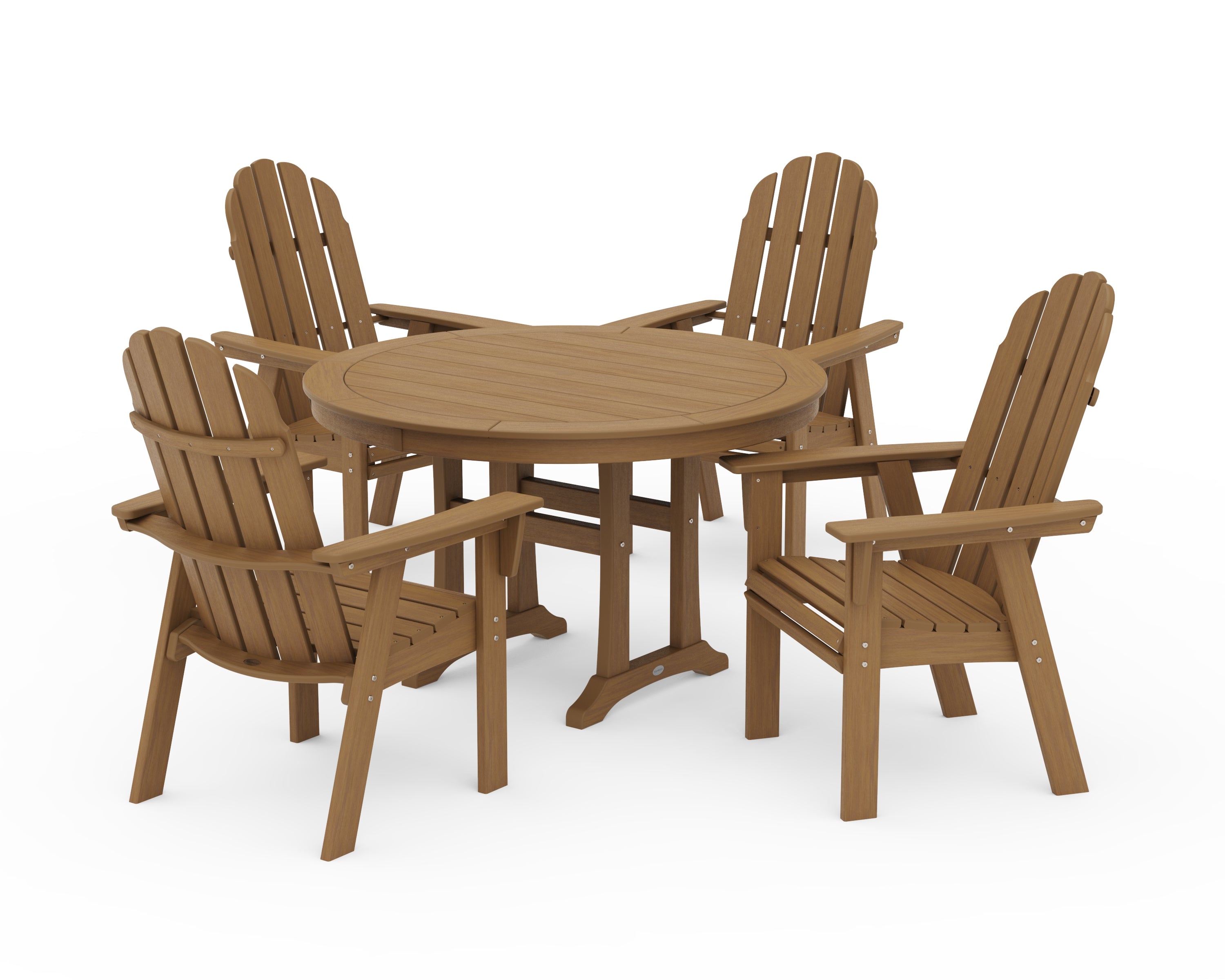 POLYWOOD Vineyard Curveback Adirondack 5-Piece Nautical Trestle Dining Set in Natural