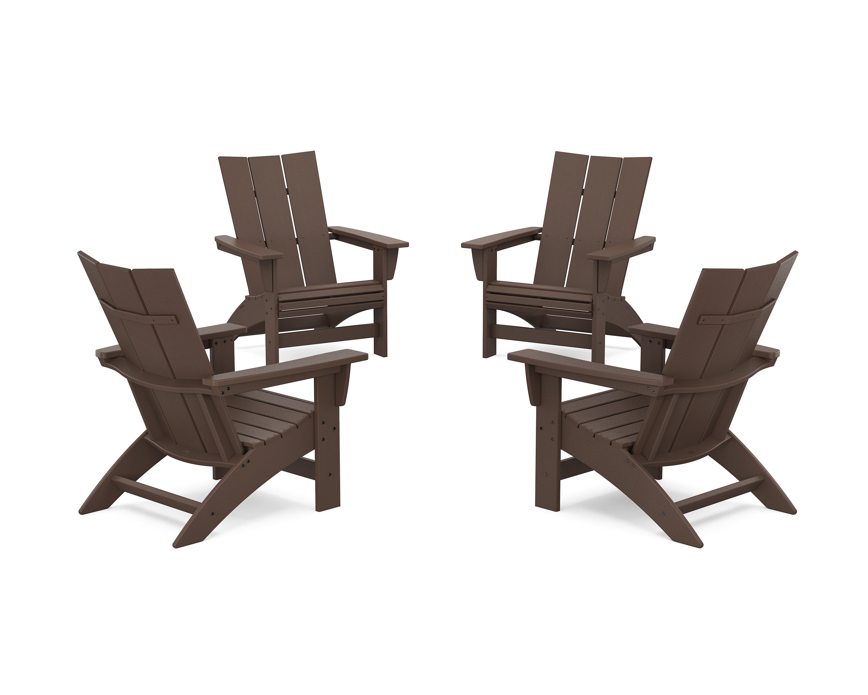 POLYWOOD 4-Piece Modern Grand Adirondack Chair Conversation Set in Mahogany