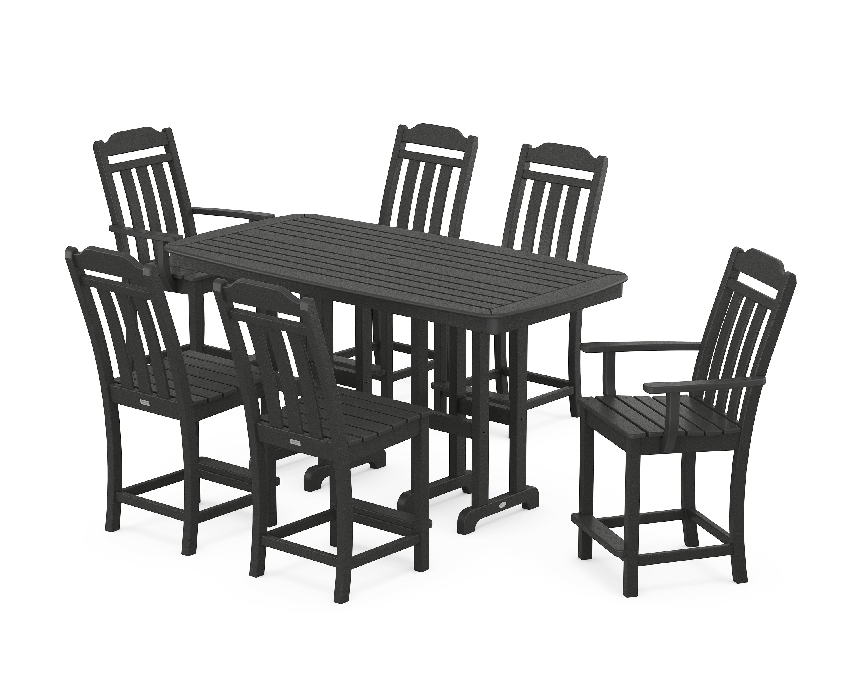 POLYWOOD Country Living 7-Piece Counter Set in Black