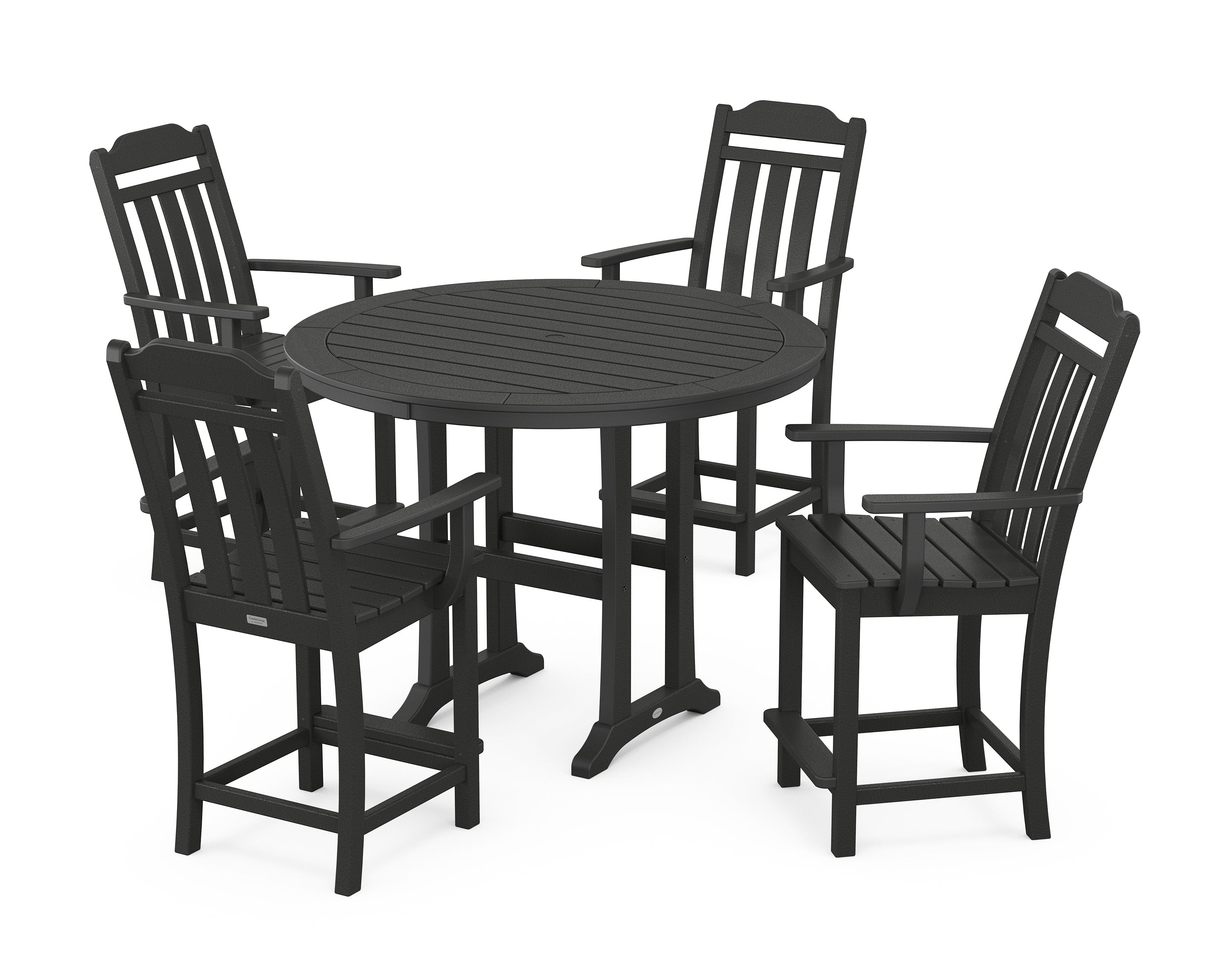 POLYWOOD Country Living 5-Piece Round Counter Set in Black
