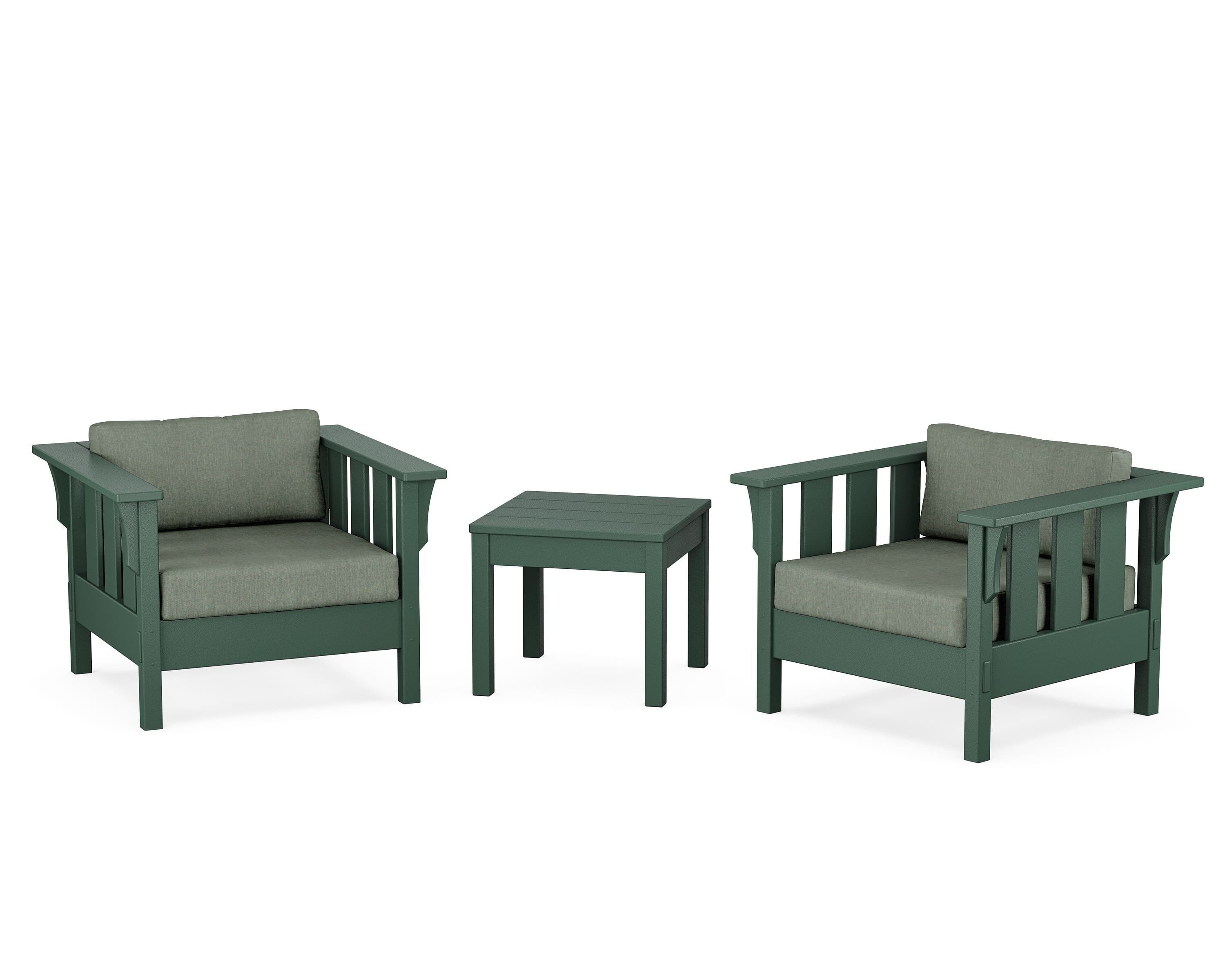 Martha Stewart by POLYWOOD Acadia 3-Piece Deep Seating Set in Green / Cast Sage