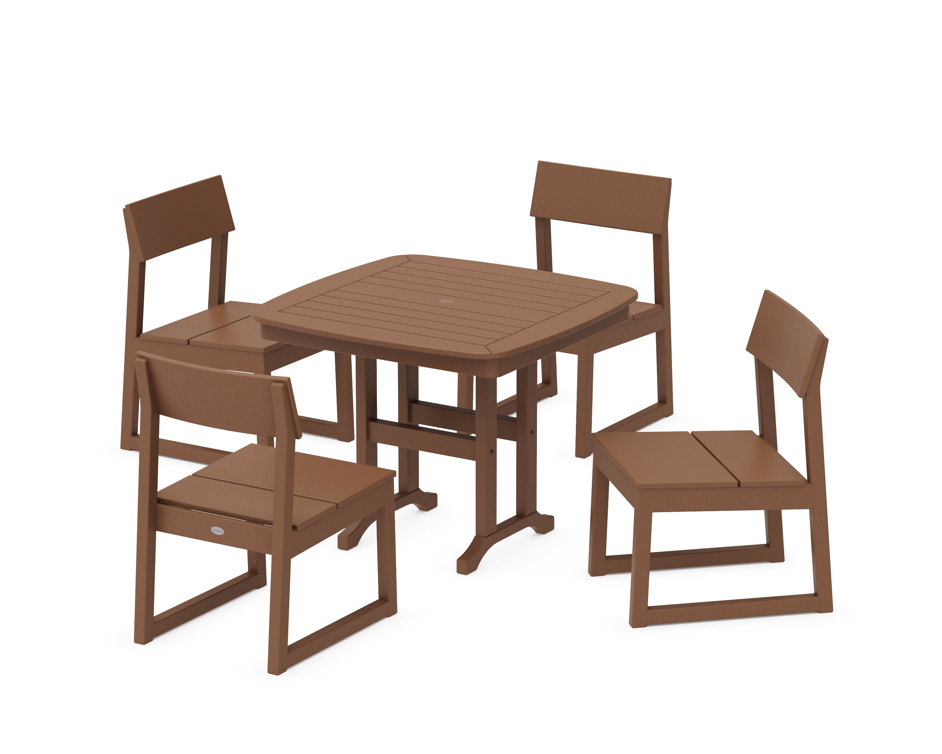 POLYWOOD EDGE Side Chair 5-Piece Dining Set in Teak