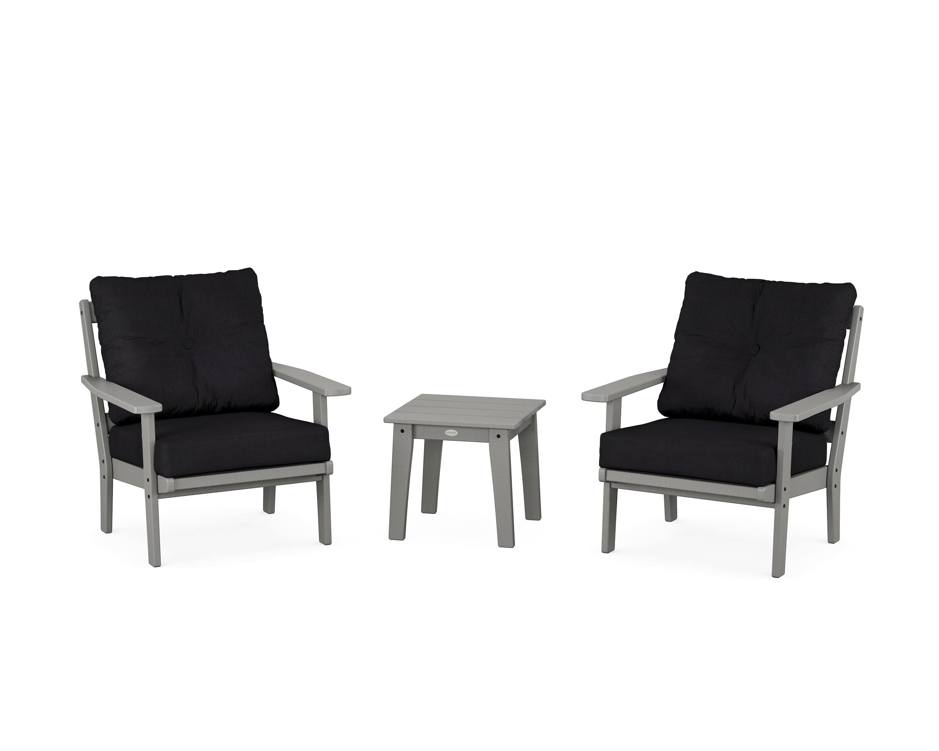 POLYWOOD Prairie 3-Piece Deep Seating Set in Slate Grey / Midnight Linen