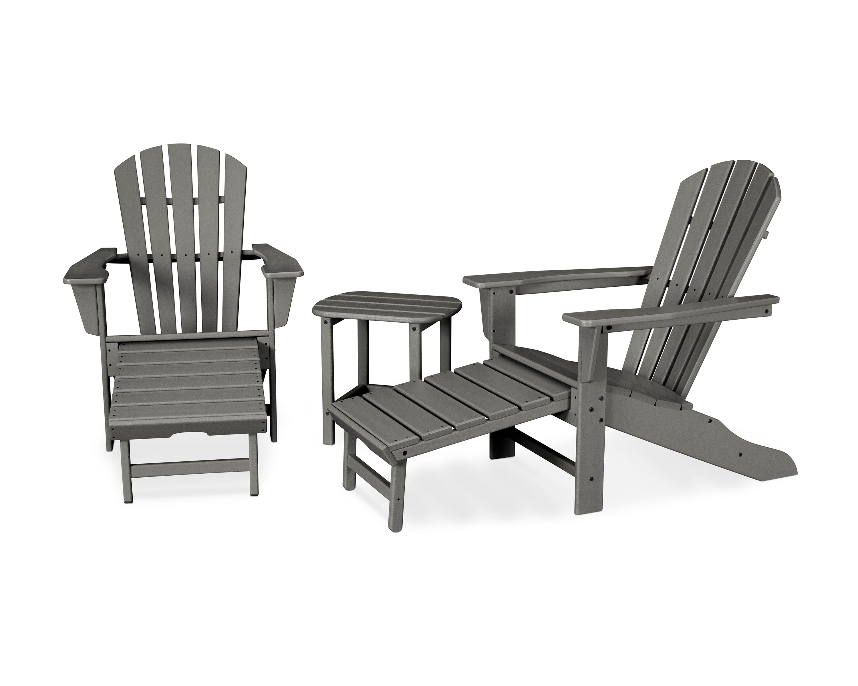 POLYWOOD Palm Coast Ultimate Adirondack 3-Piece Set in Slate Grey