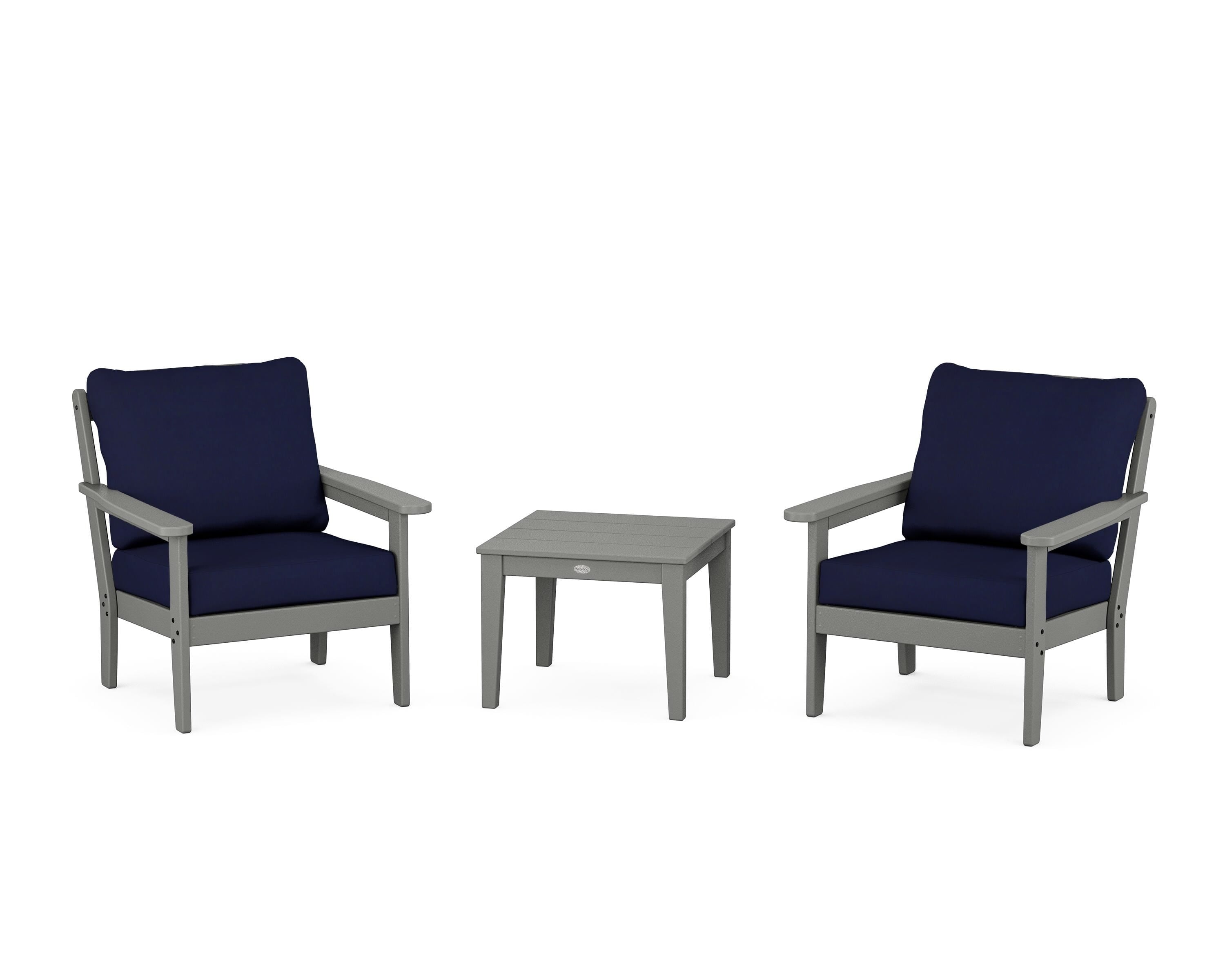 Country Living Cottage 3-Piece Deep Seating Set in Slate Grey / Navy