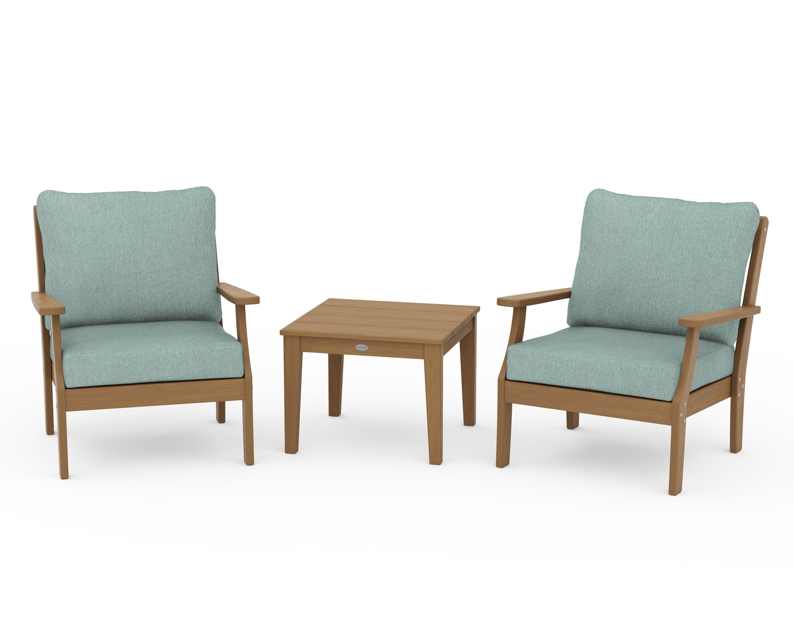 POLYWOOD Braxton 3-Piece Deep Seating Set in Natural / Glacier Spa