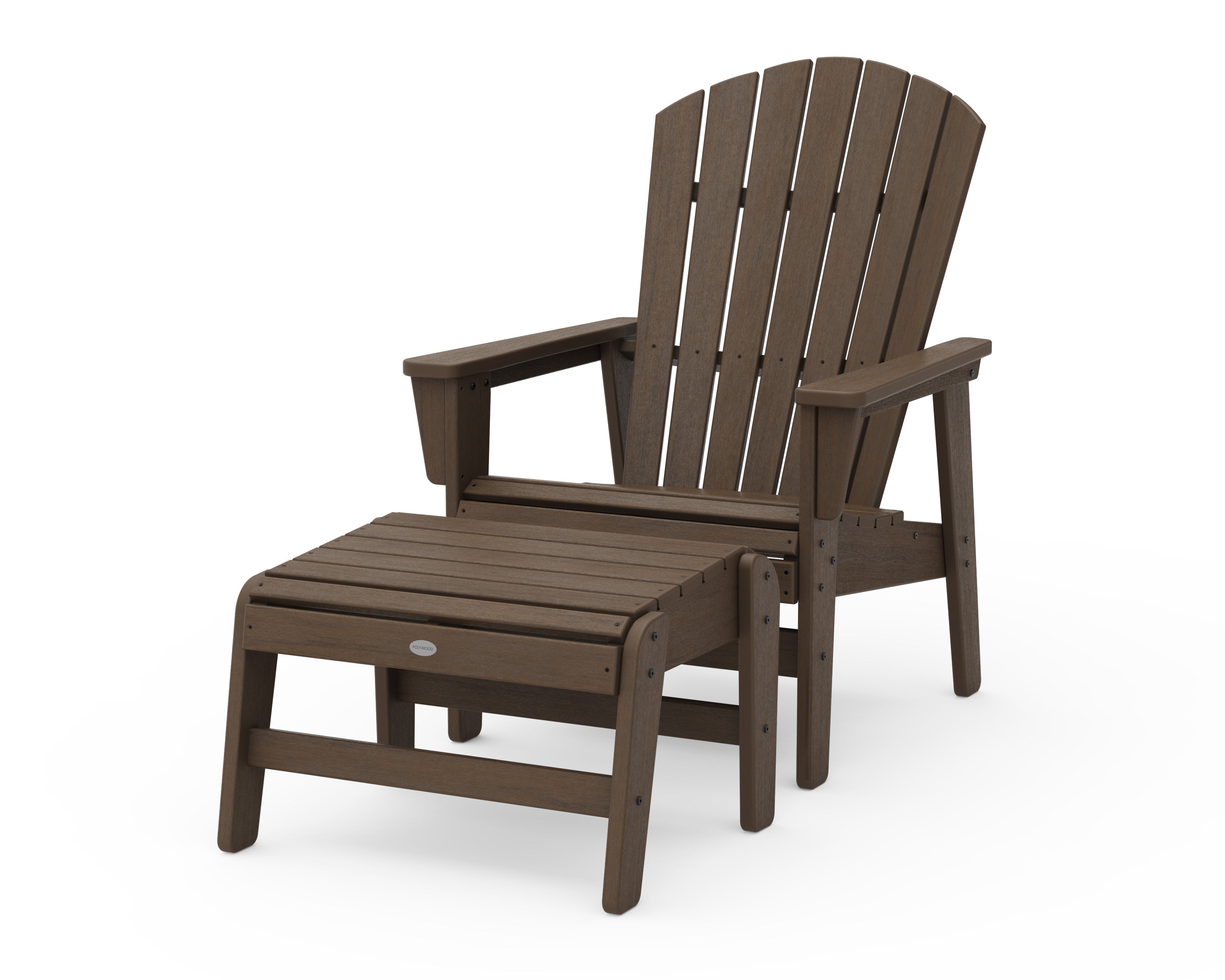 POLYWOOD Nautical Grand Upright Adirondack Chair with Ottoman in Kona