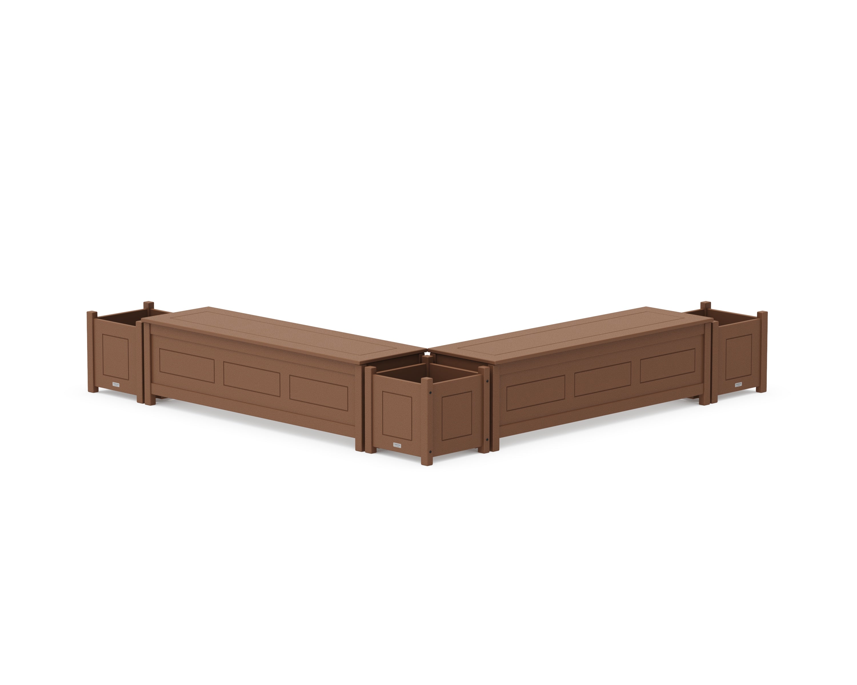 Country Living 60" Country Living L- Shaped Planter Storage Bench Corner Set in Teak