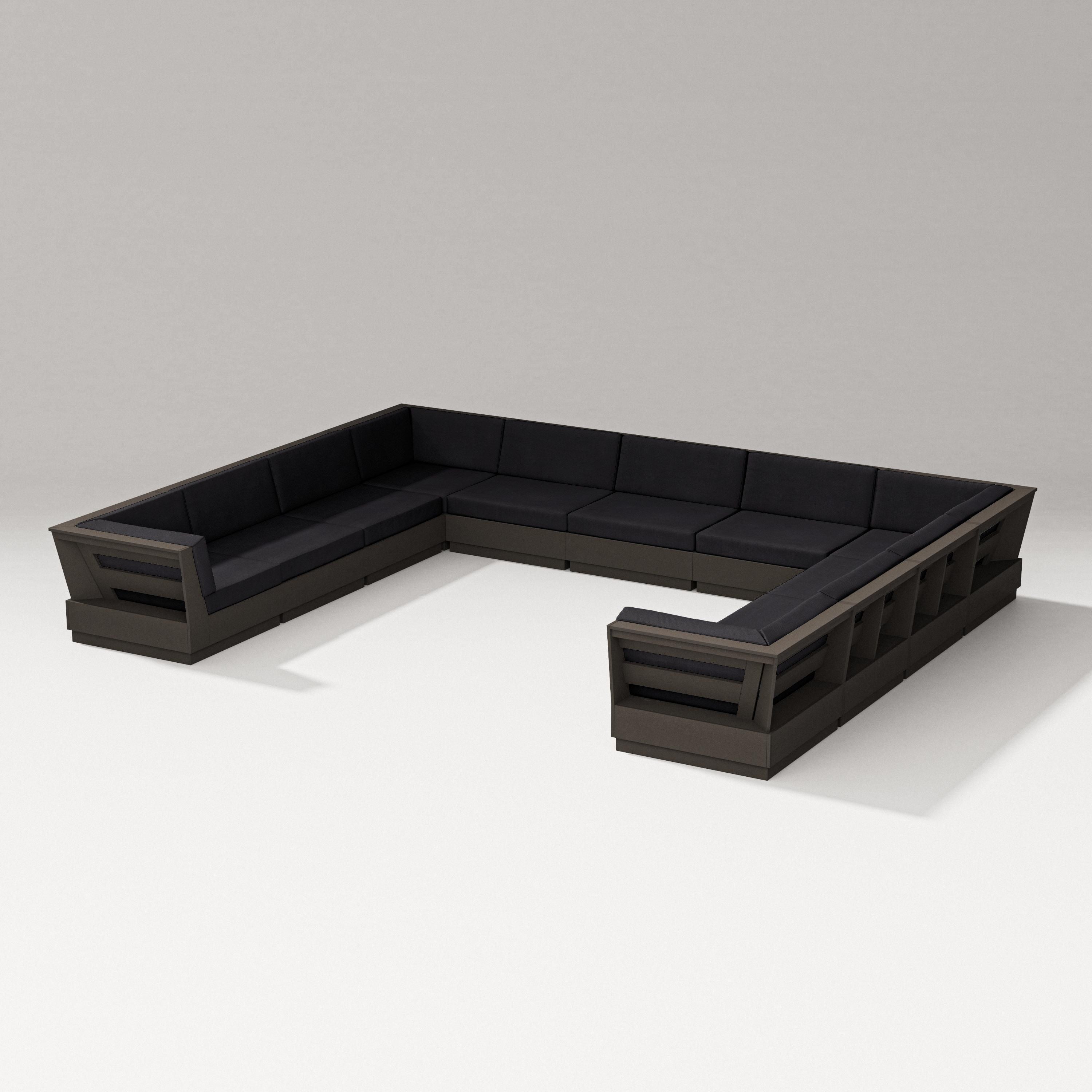 PW Designer Series Elevate Large U-Shaped Sectional in Vintage Coffee / Midnight Linen
