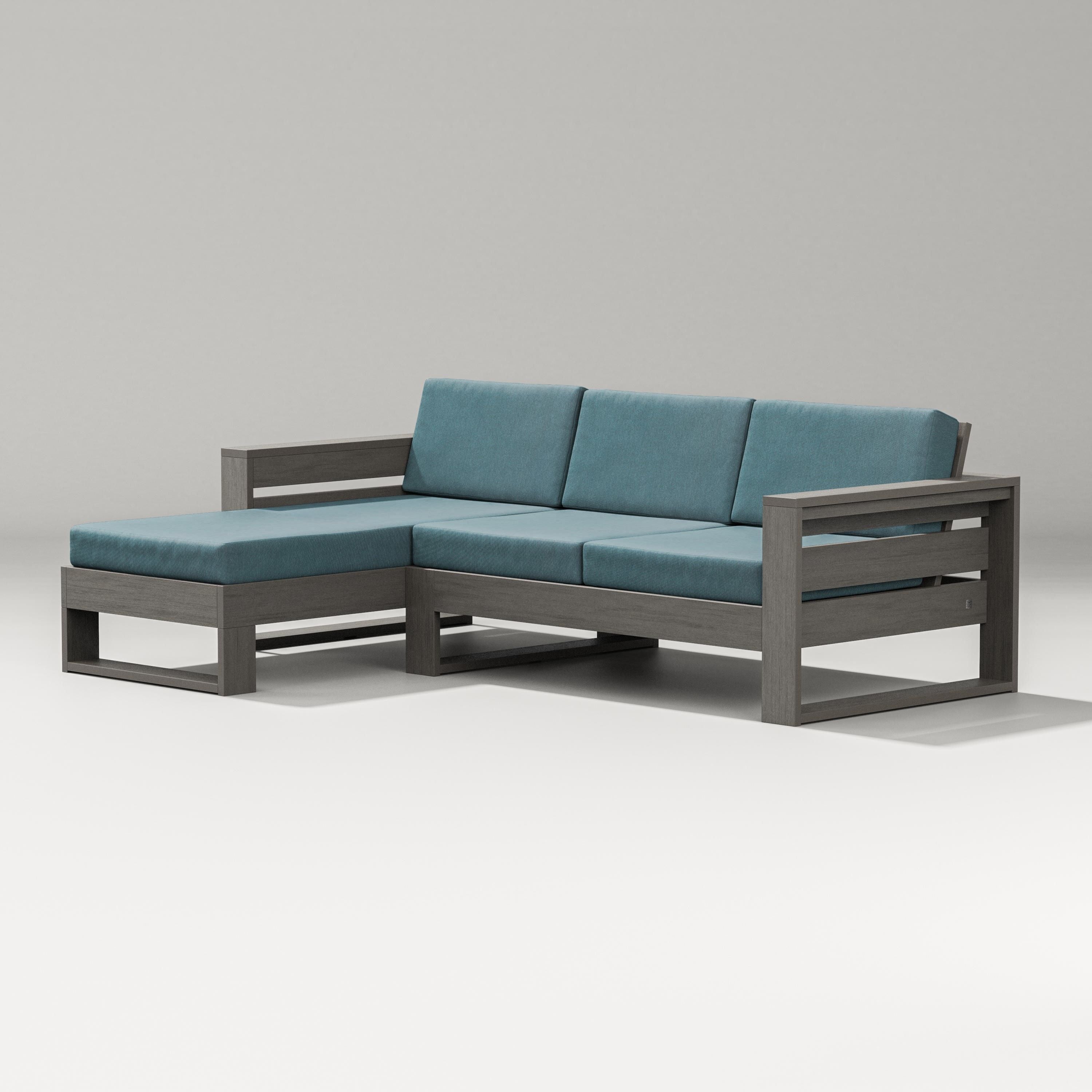 PW Designer Series Latitude Left Chaise Sectional in Driftwood / Ocean Teal