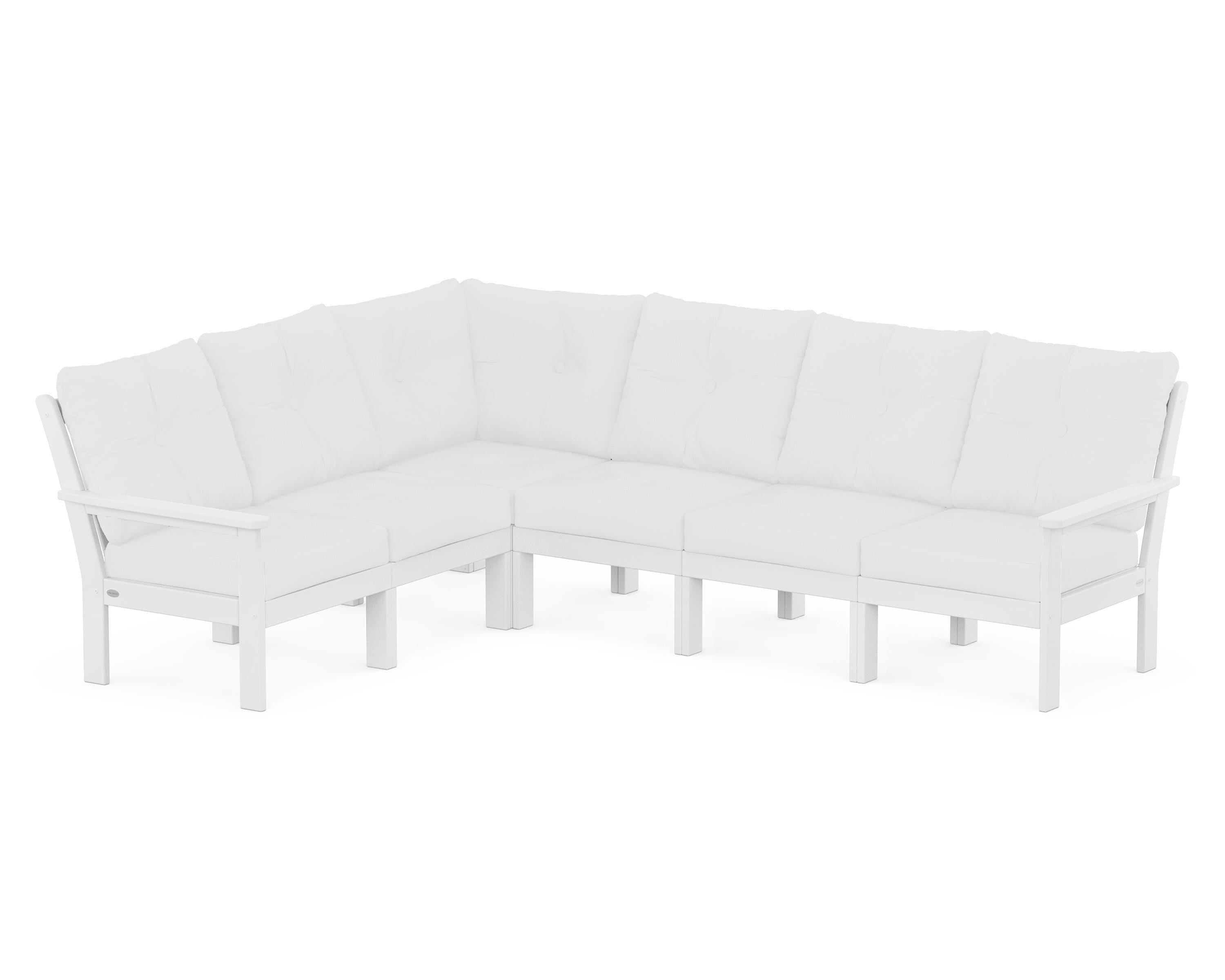 POLYWOOD Vineyard 6-Piece Sectional in White / Natural