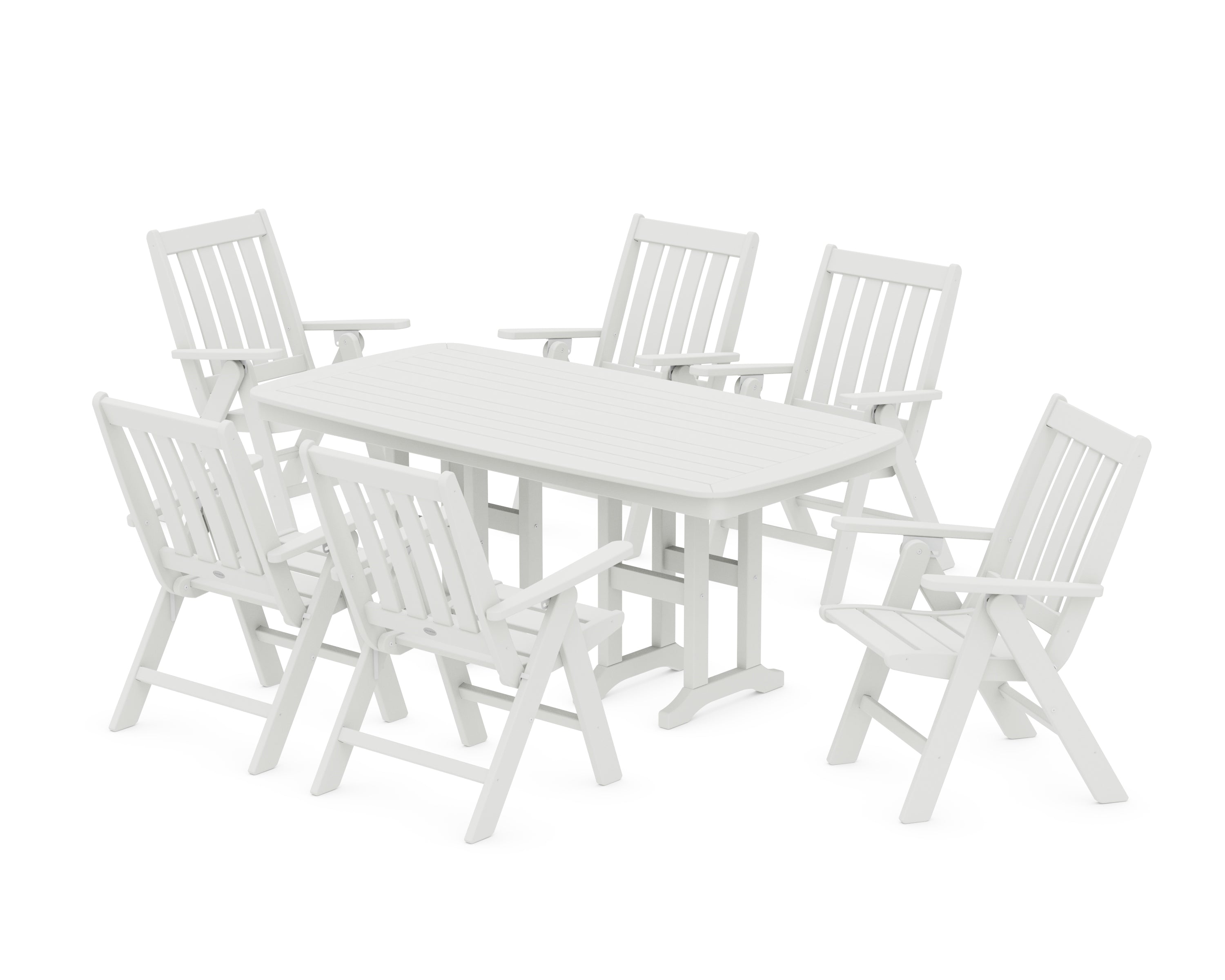 POLYWOOD Vineyard Folding Chair 7-Piece Dining Set in Vintage White