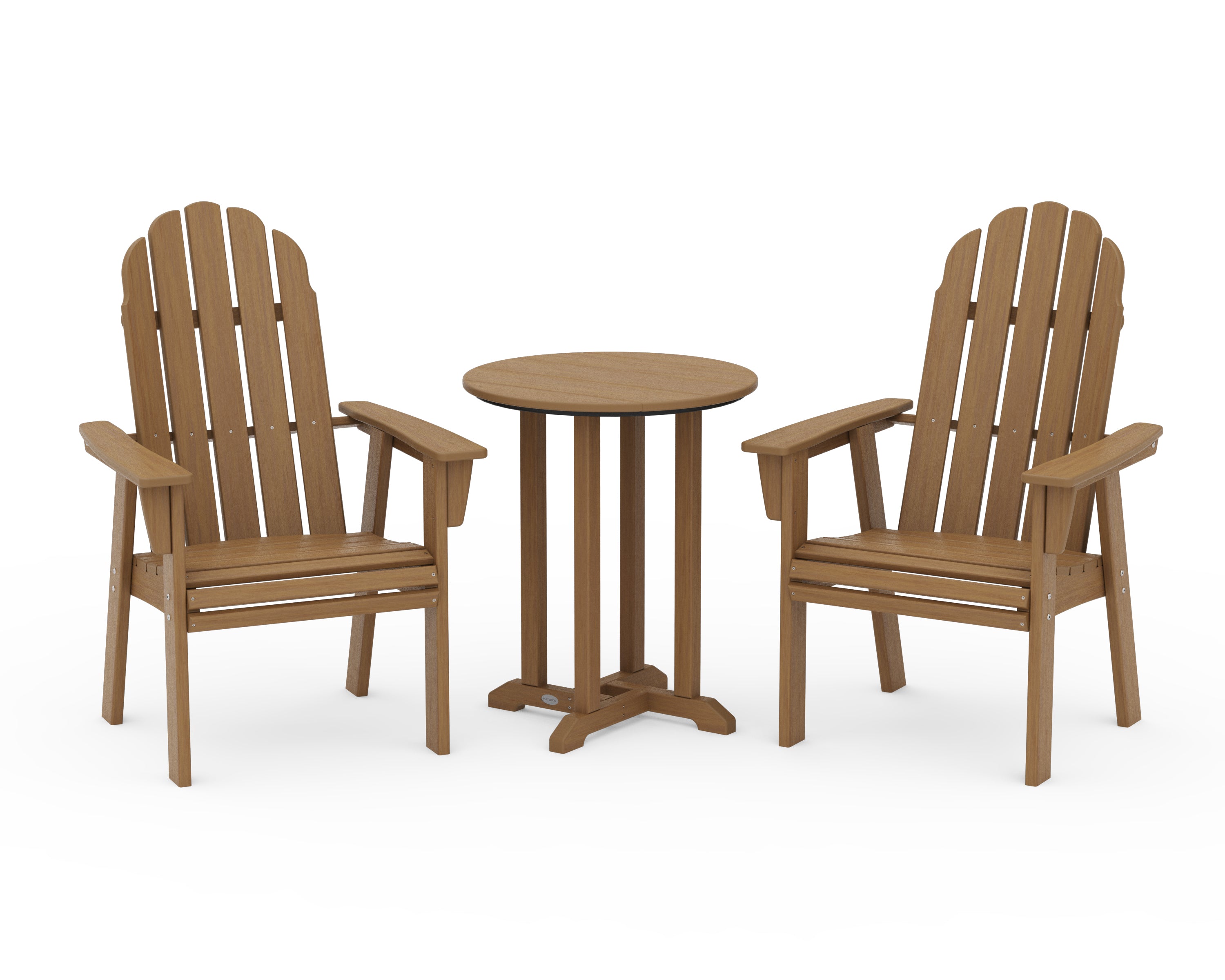 POLYWOOD Vineyard Adirondack 3-Piece Round Bistro Dining Set in Natural