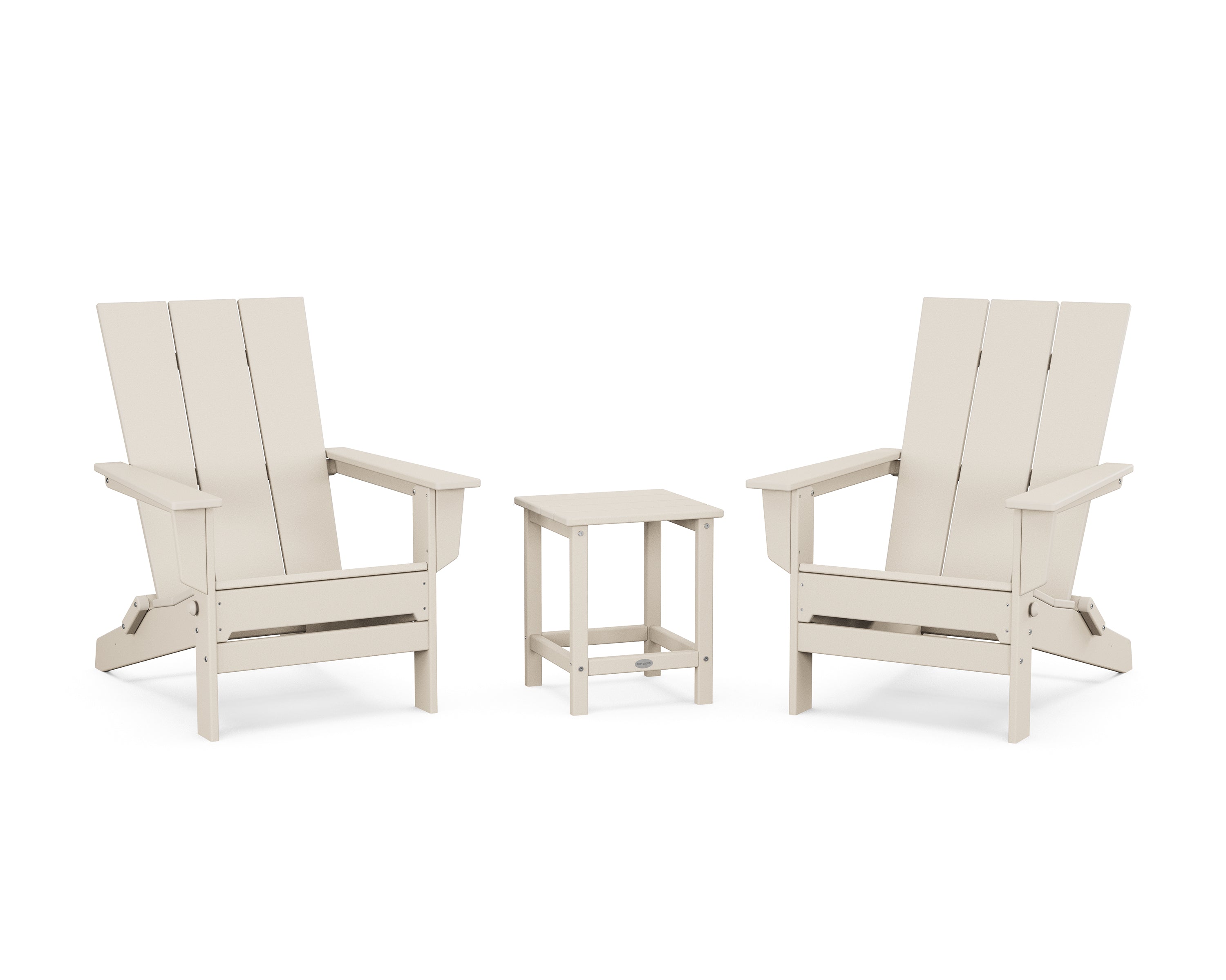 POLYWOOD 3-Piece Modern Studio Folding Adirondack Set in Sand