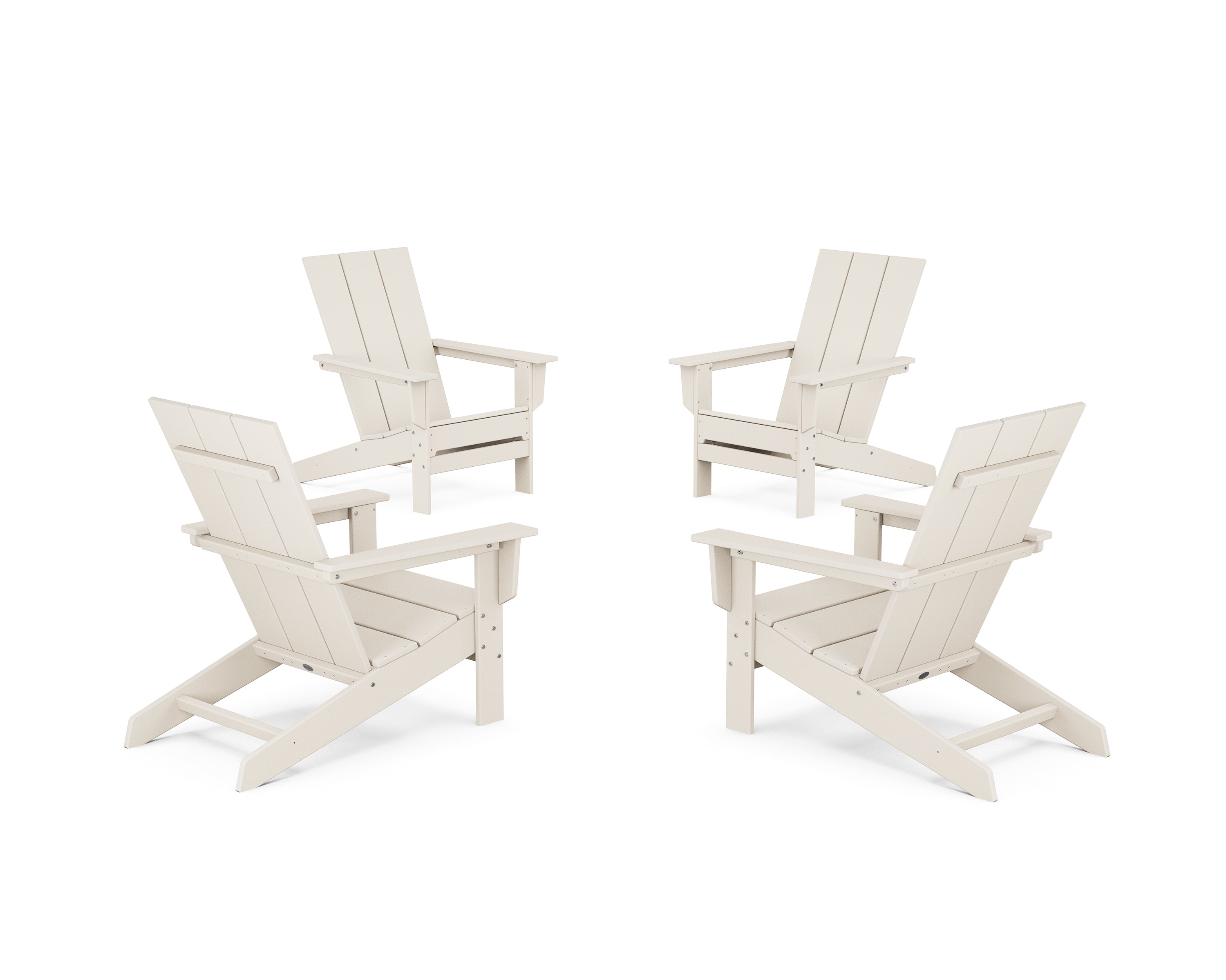 POLYWOOD 4-Piece Modern Studio Adirondack Chair Conversation Set in Sand