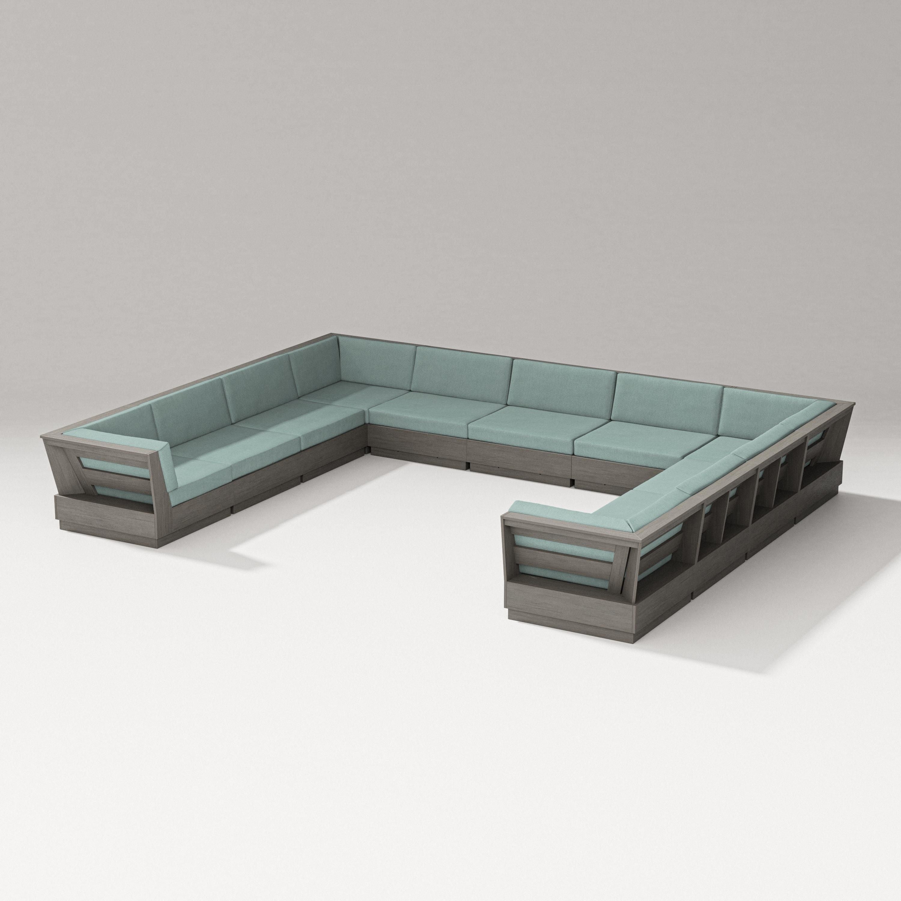 PW Designer Series Elevate Large U-Shaped Sectional in Driftwood / Glacier Spa