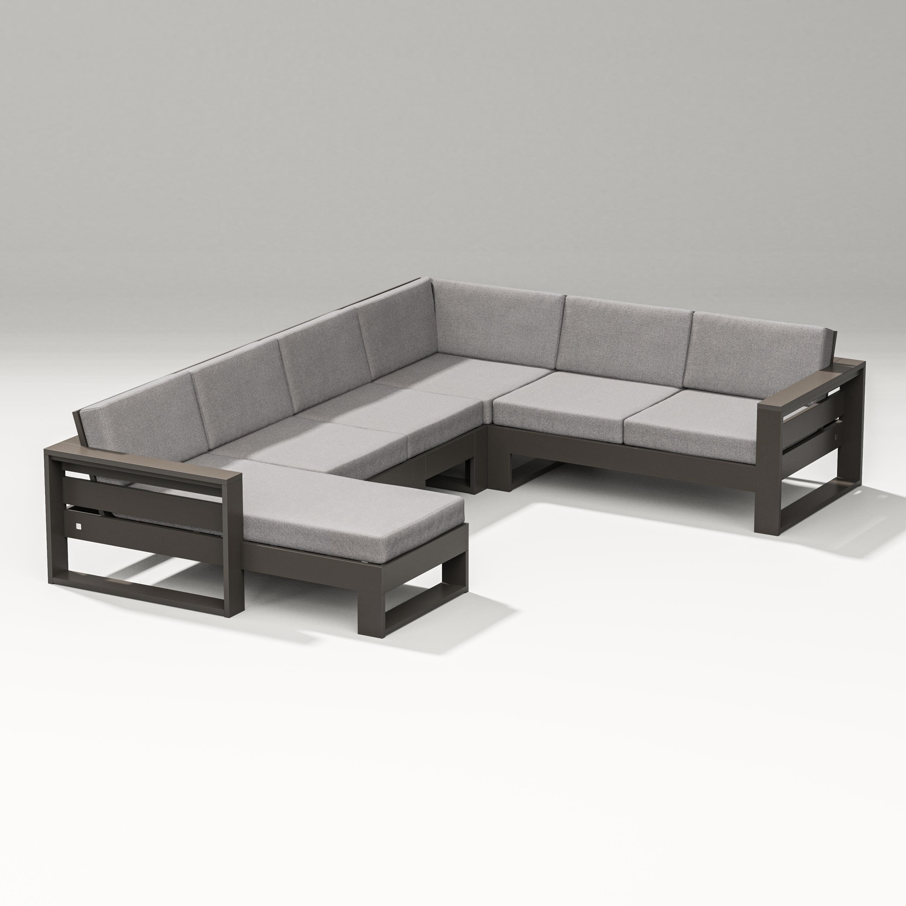 PW Designer Series Latitude Corner Sectional with Left Chaise in Vintage Coffee / Grey Mist