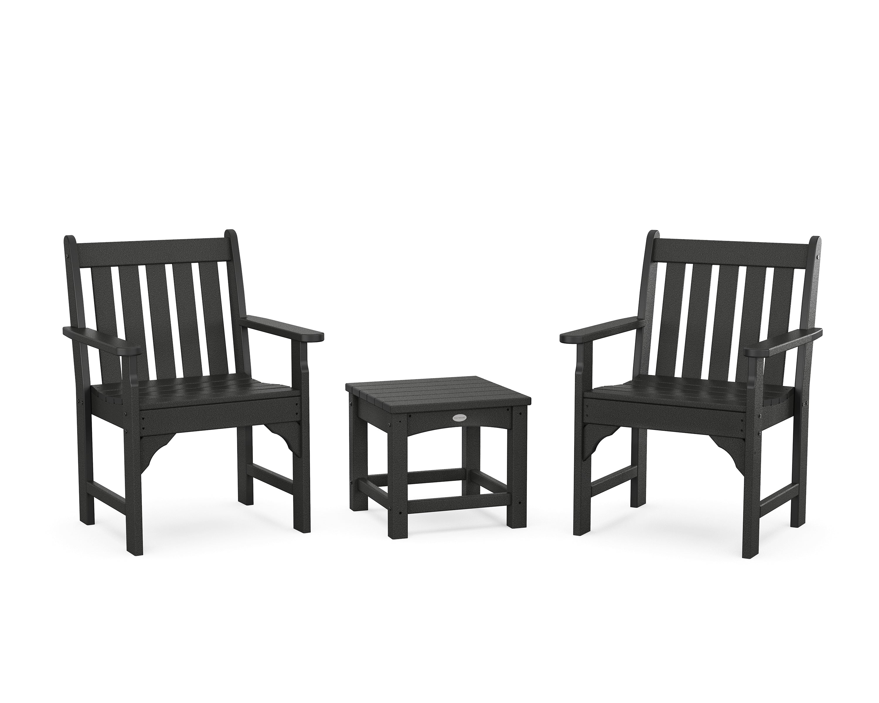 POLYWOOD Vineyard 3-Piece Garden Chair Set in Black