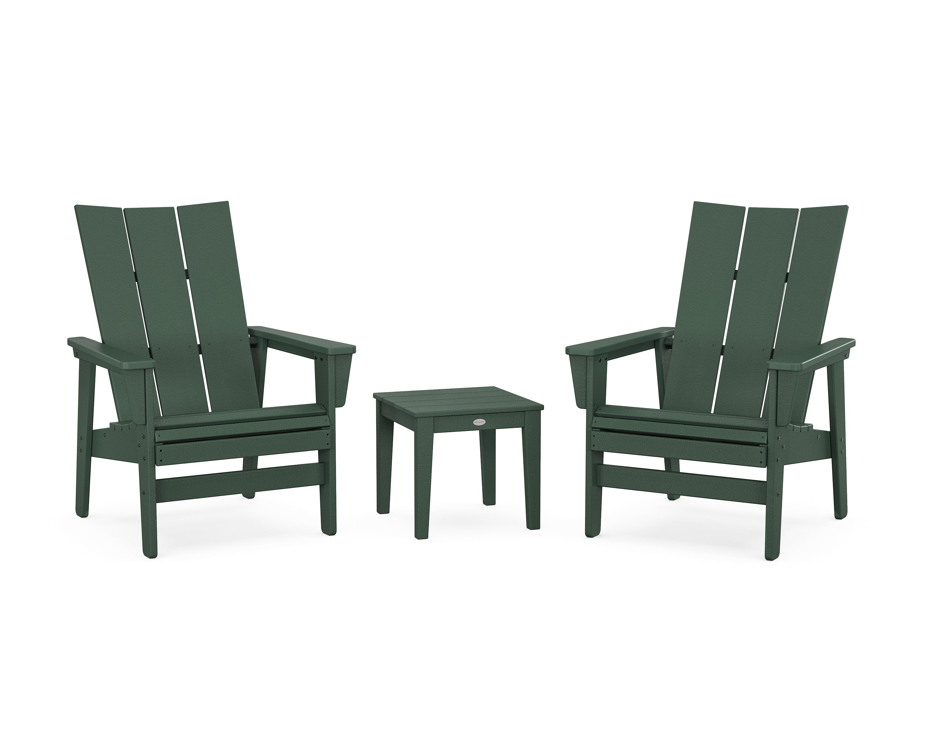 POLYWOOD 3-Piece Modern Grand Upright Adirondack Set in Green