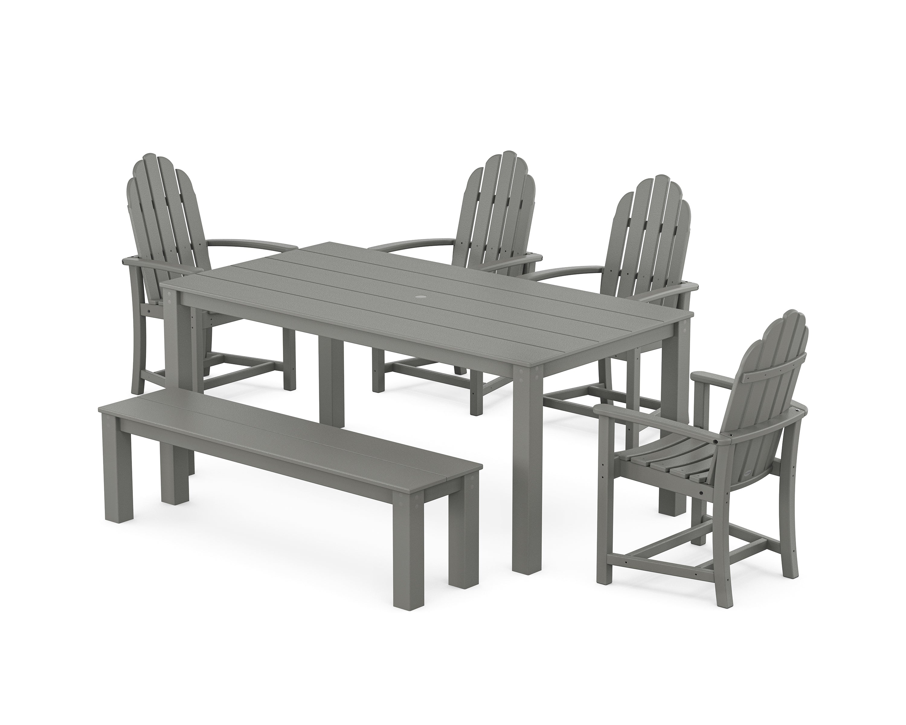 POLYWOOD Classic Adirondack 6-Piece Parsons Dining Set with Bench in Slate Grey