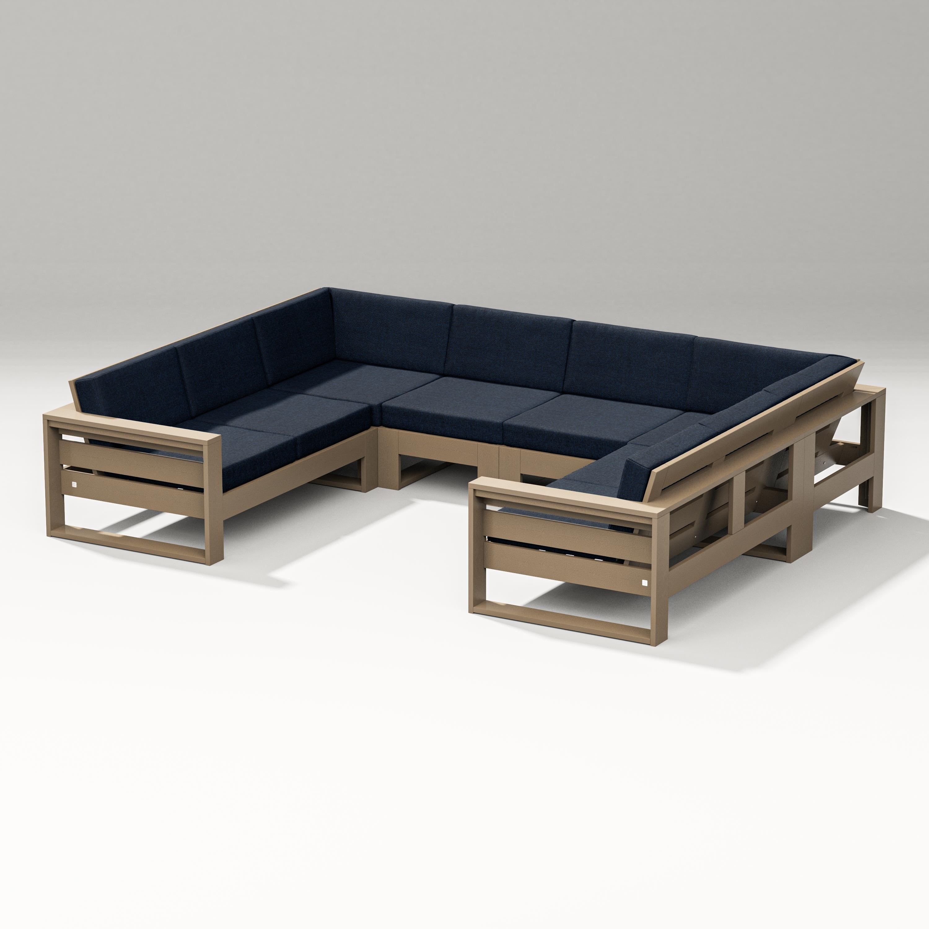 PW Designer Series Latitude U-Shaped Sectional in Vintage Sahara / Marine Indigo