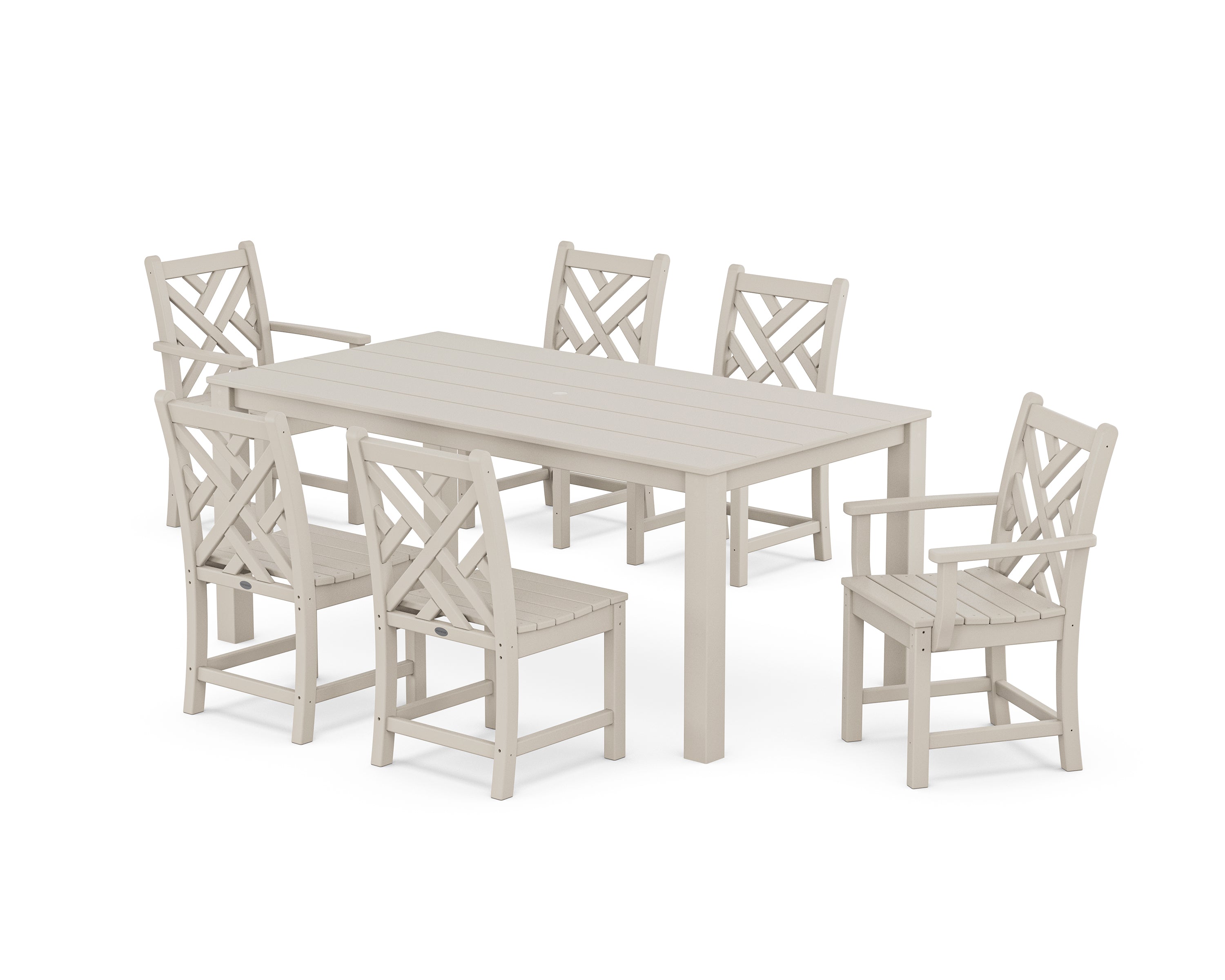 POLYWOOD Chippendale 7-Piece Parsons Dining Set in Sand