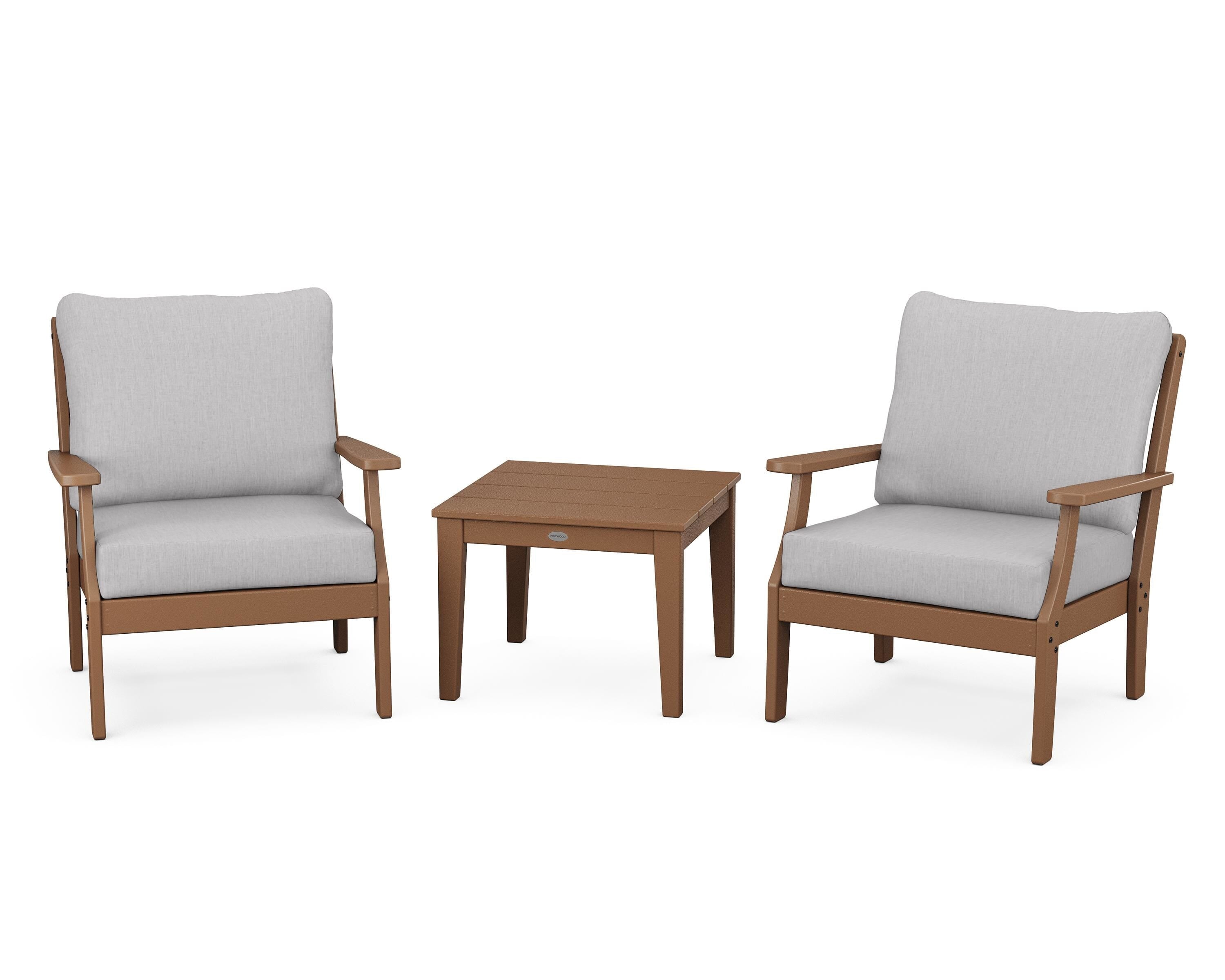 POLYWOOD Braxton 3-Piece Deep Seating Set in Teak / Granite