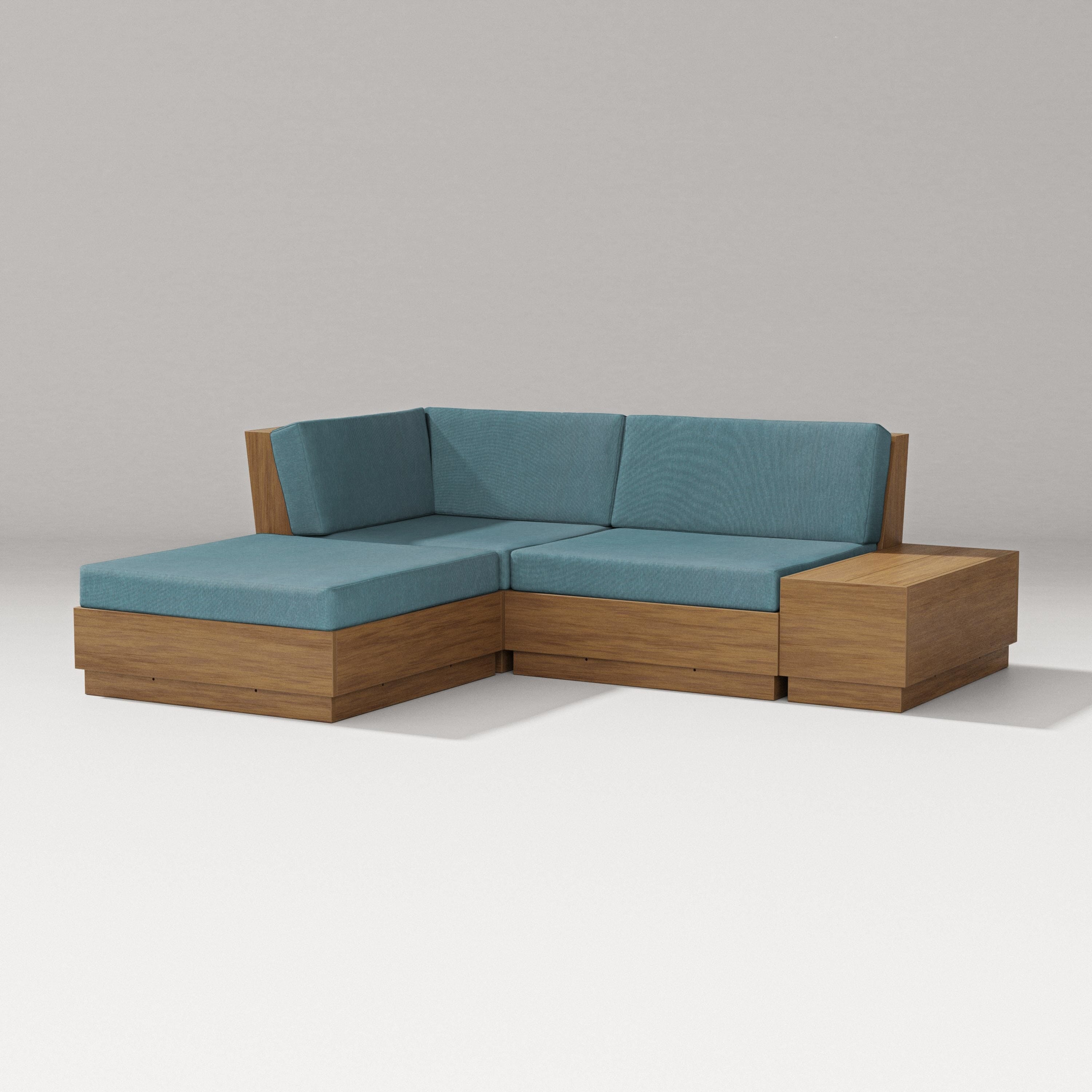 PW Designer Series Elevate Loveseat Sectional with Chaise in Natural / Ocean Teal