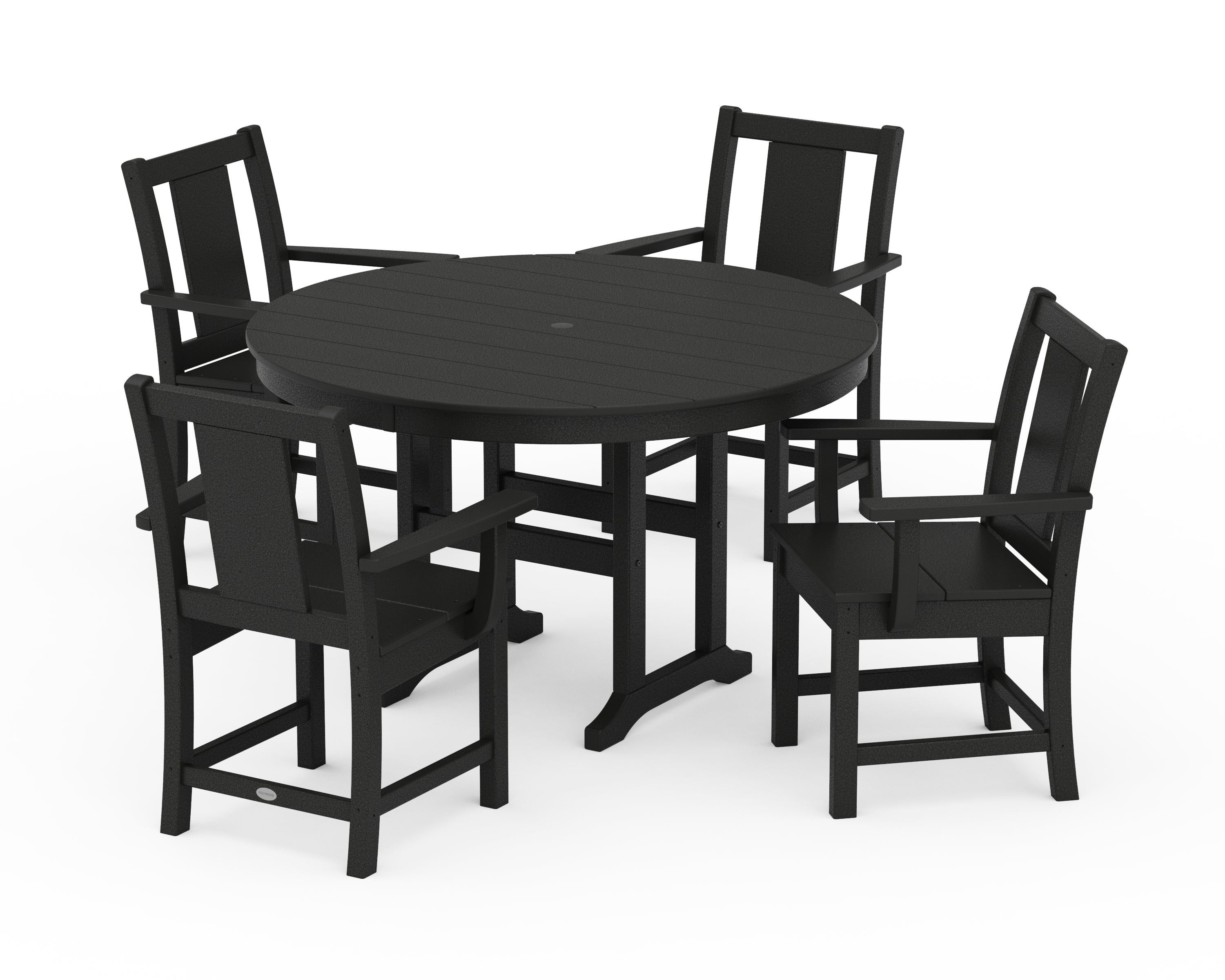 POLYWOOD Prairie 5-Piece Round Farmhouse Dining Set in Black