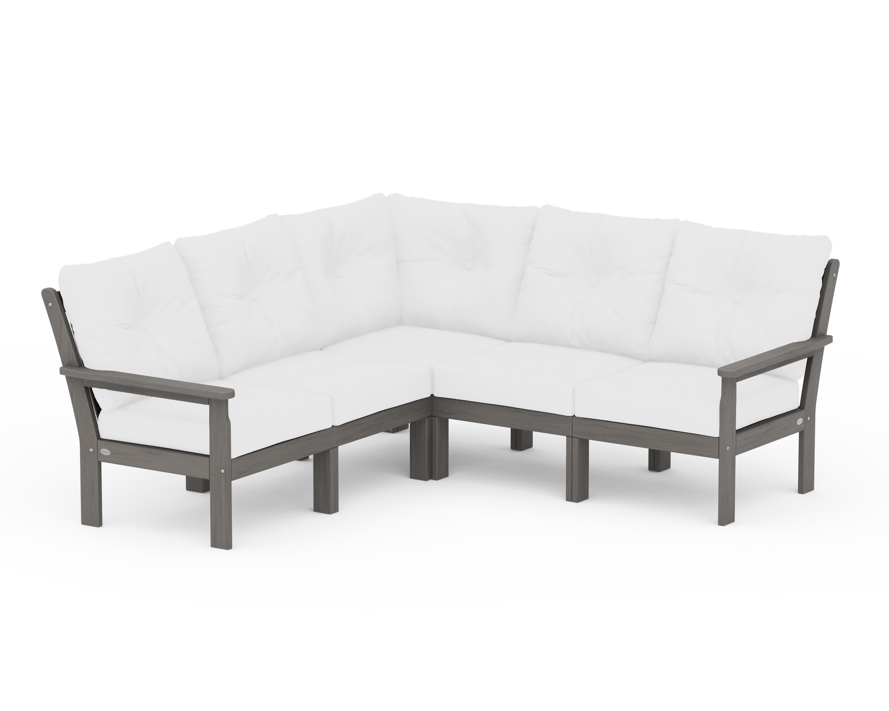 POLYWOOD Vineyard 5-Piece Sectional in Driftwood / Natural