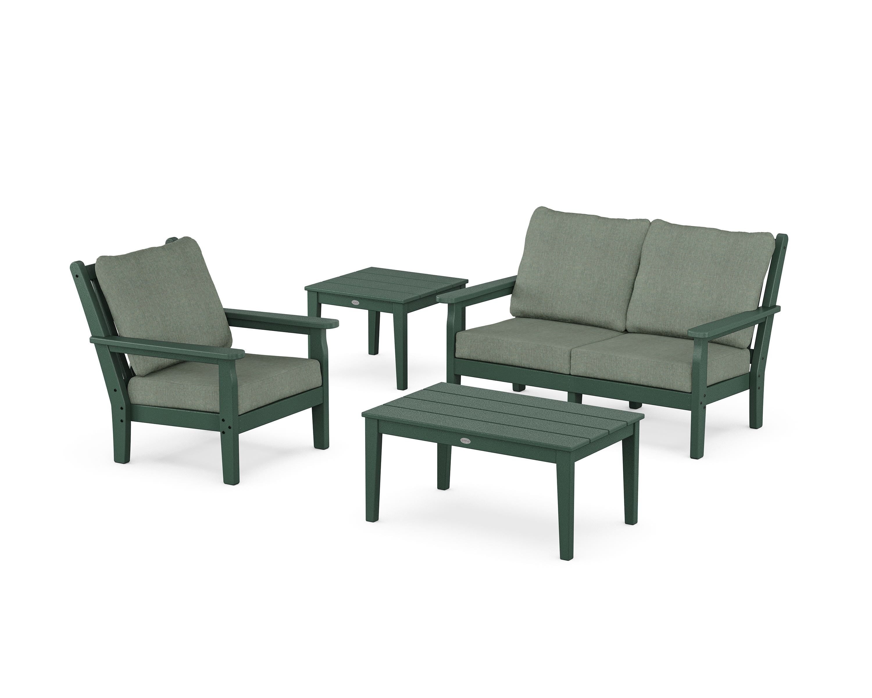 POLYWOOD Chippendale 4-Piece Deep Seating Set in Green / Cast Sage