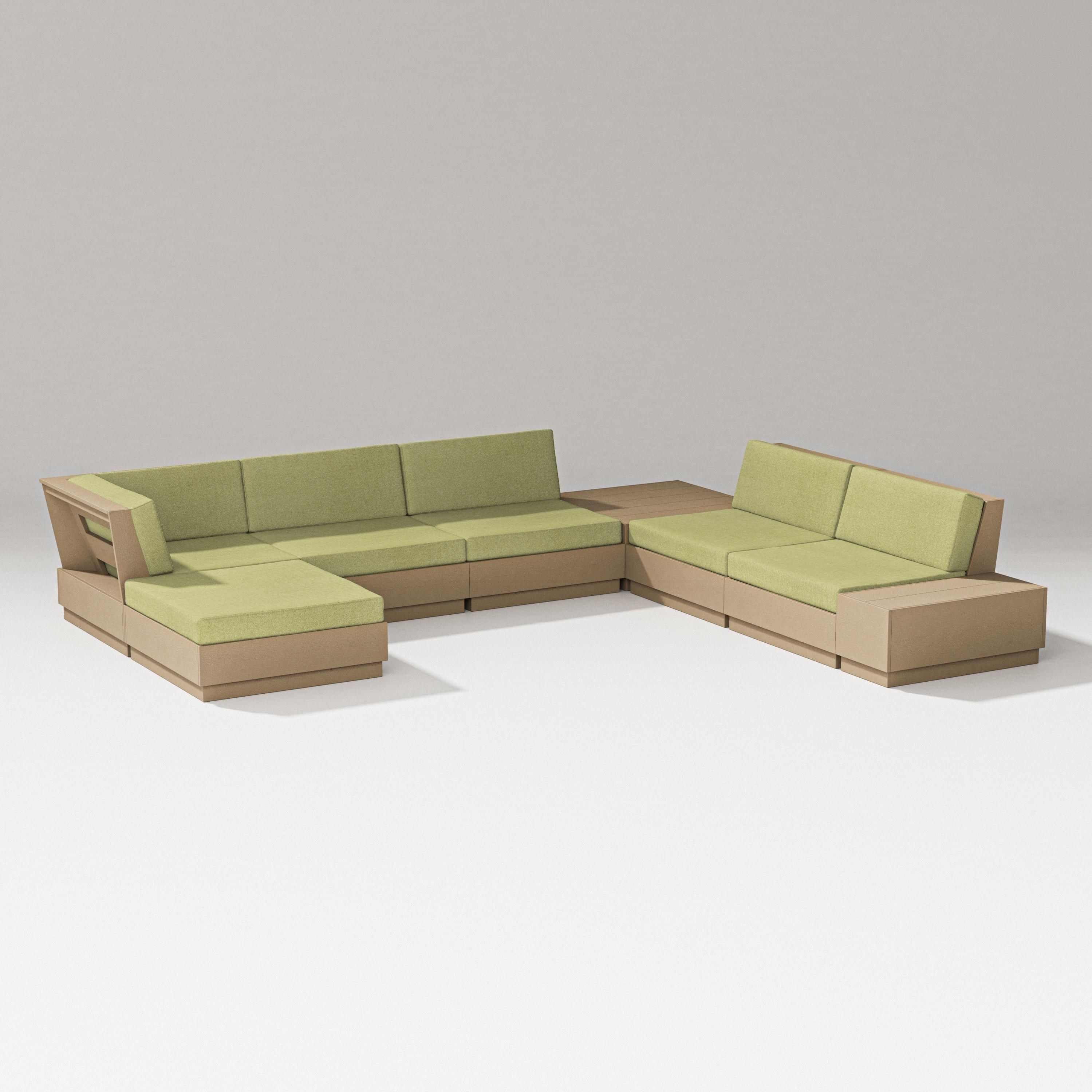 PW Designer Series Elevate 8-Piece Corner Sectional in Vintage Sahara / Chartreuse Boucle